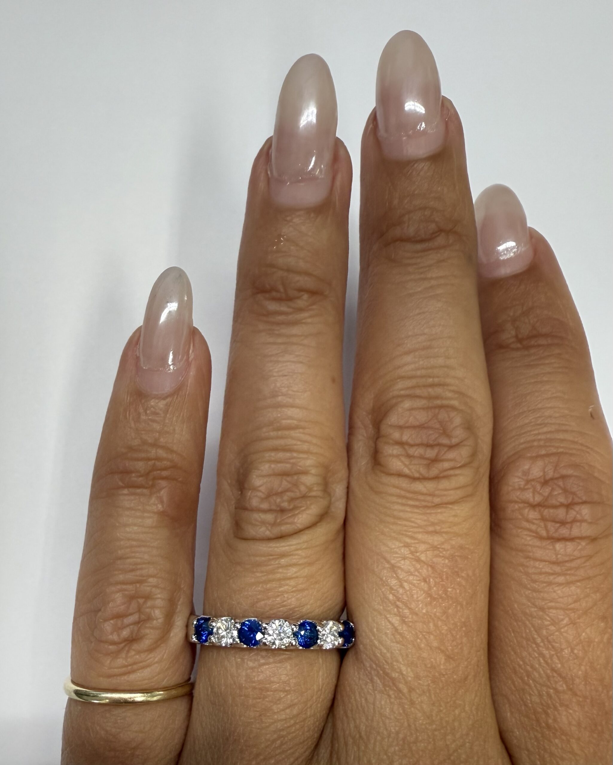 14k White Gold Genuine .52 Cttw Sapphire & .30 Cttw Diamond 7 Stone Band - Image 34