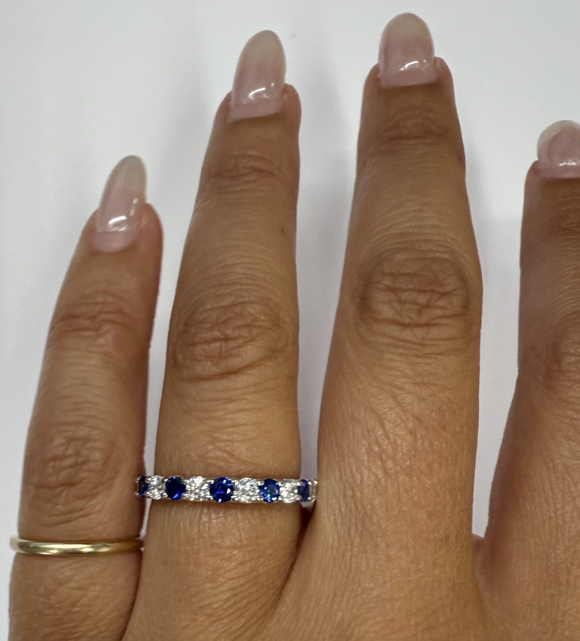 14k White Gold Genuine .45 Cttw Sapphire & .33 Cttw Diamond 11 Stone Band - Image 25