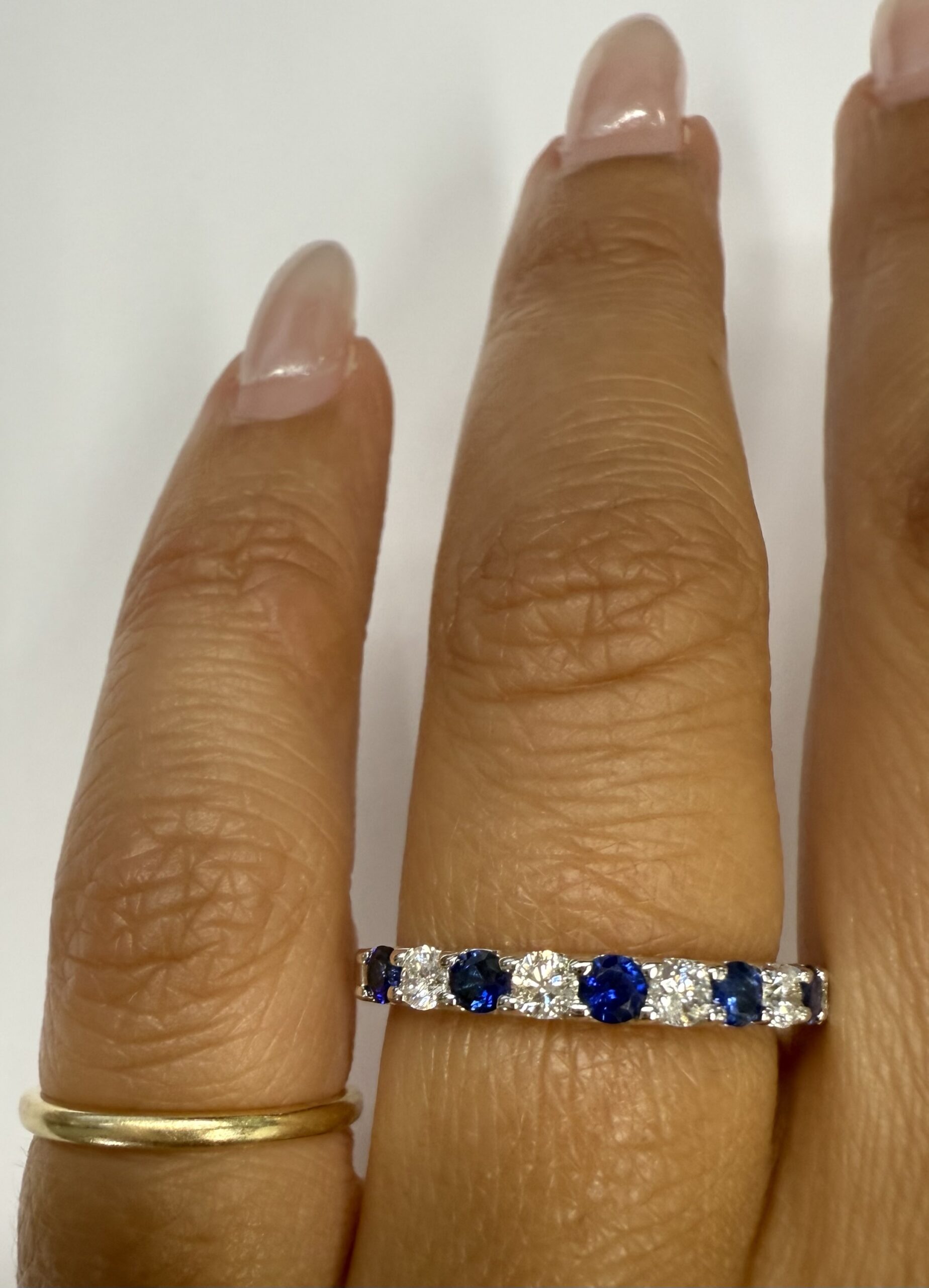 14k White Gold Genuine .45 Cttw Sapphire & .33 Cttw Diamond 11 Stone Band - Image 26