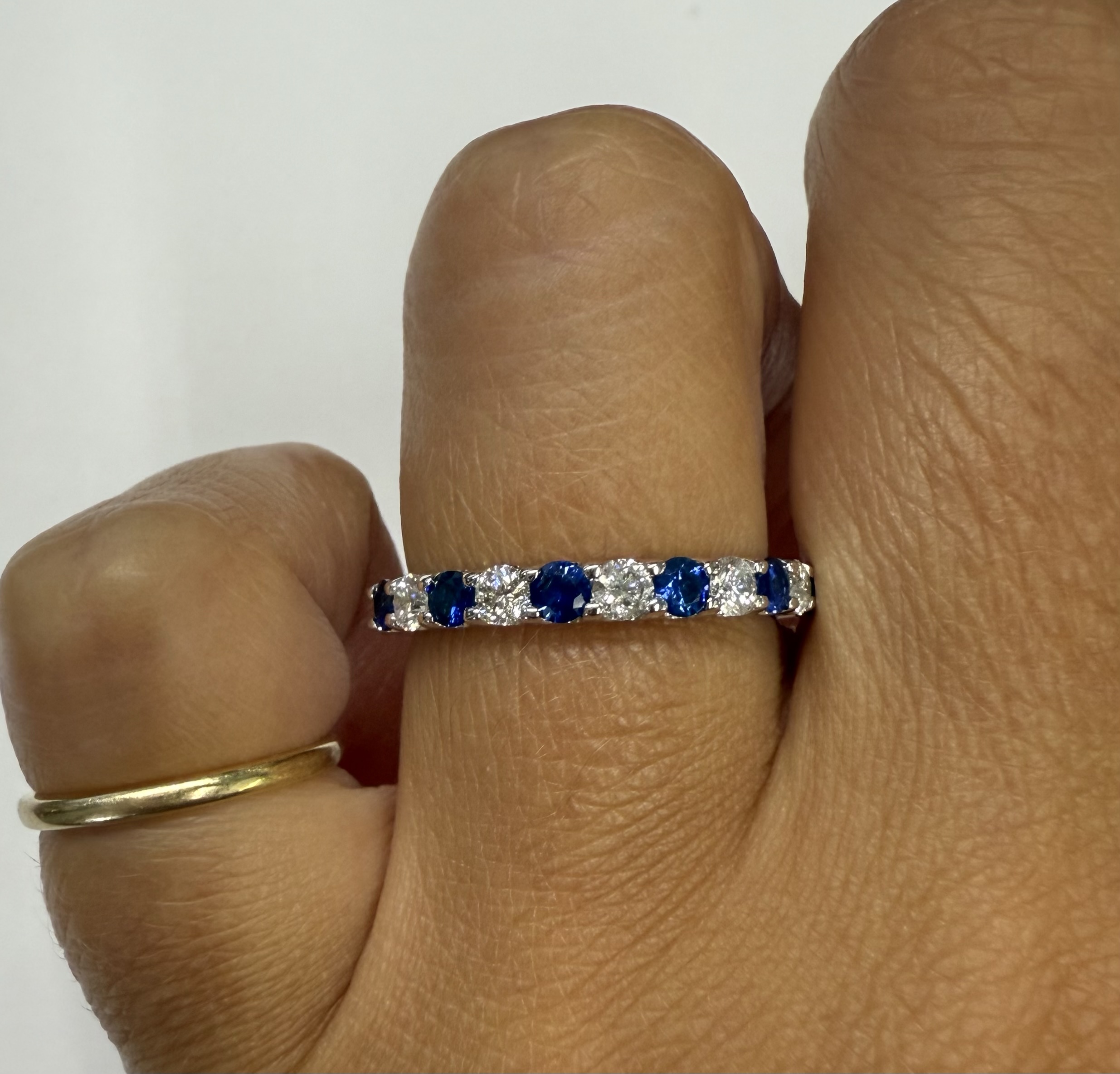 14k White Gold Genuine .45 Cttw Sapphire & .33 Cttw Diamond 11 Stone Band - Image 36