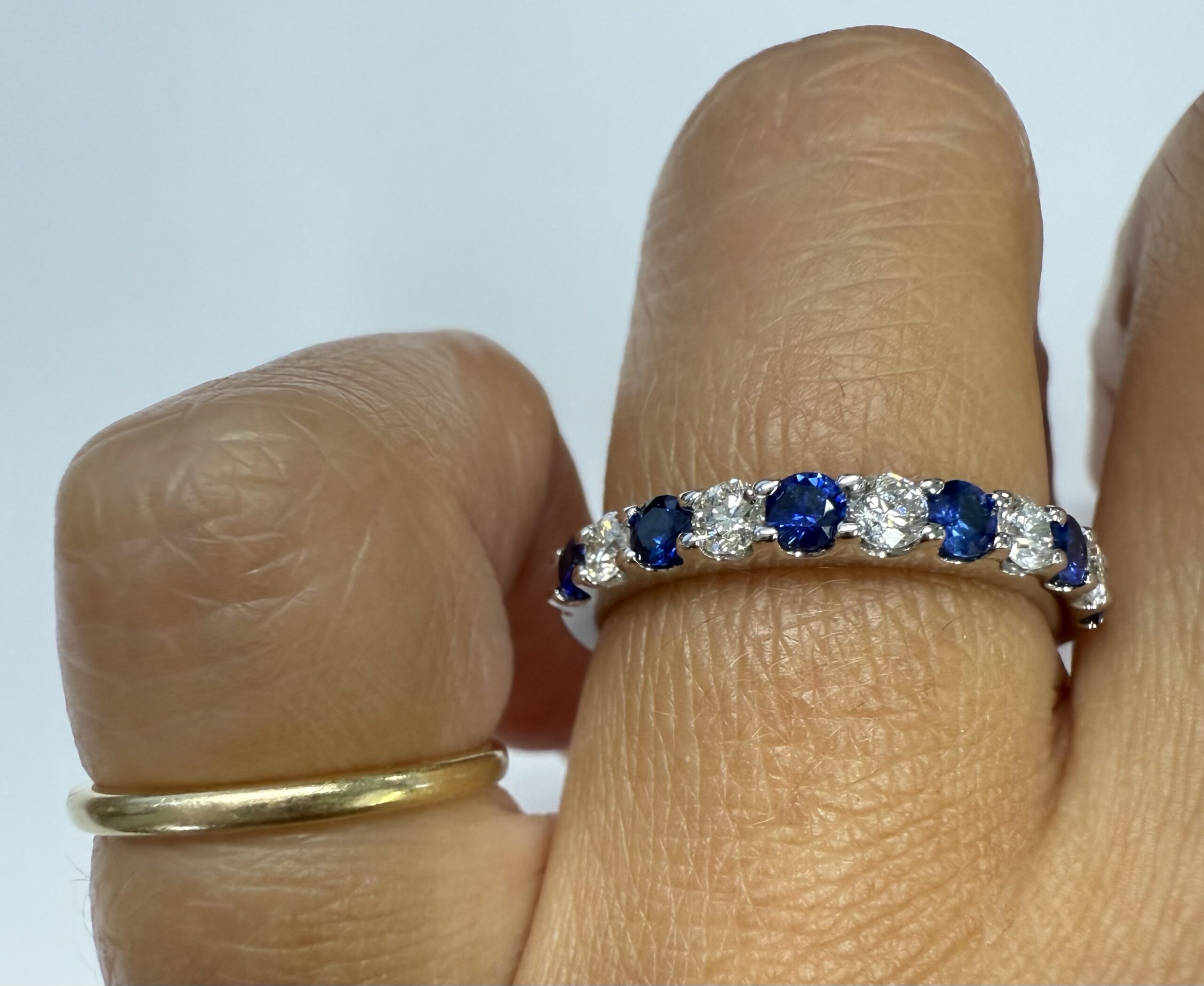 14k White Gold Genuine .45 Cttw Sapphire & .33 Cttw Diamond 11 Stone Band - Image 38
