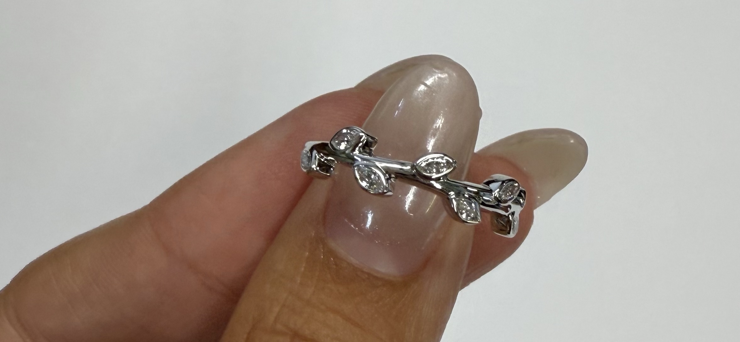 14k White Gold Genuine 1/4 Cttw Marquise Diamond Bezel Band - Image 13