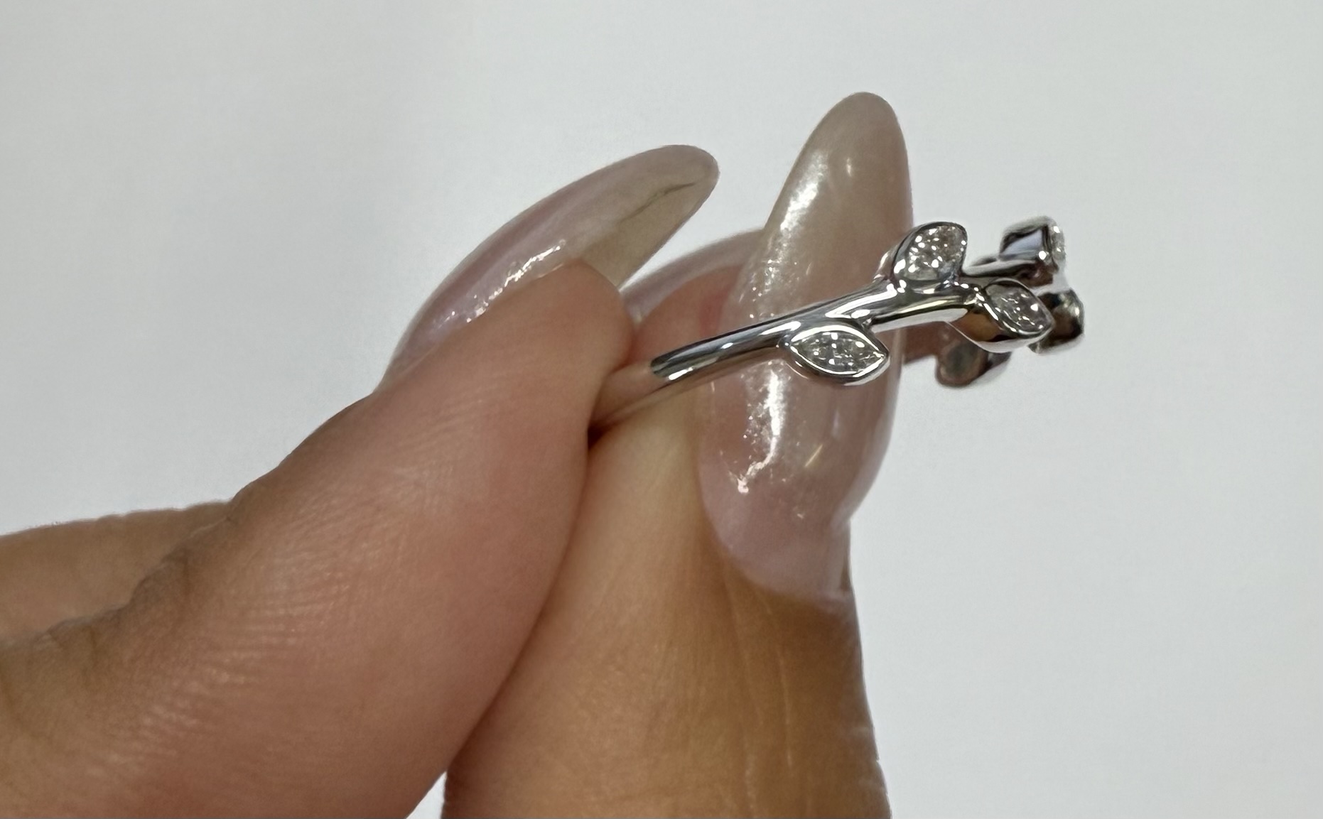 14k White Gold Genuine 1/4 Cttw Marquise Diamond Bezel Band - Image 8