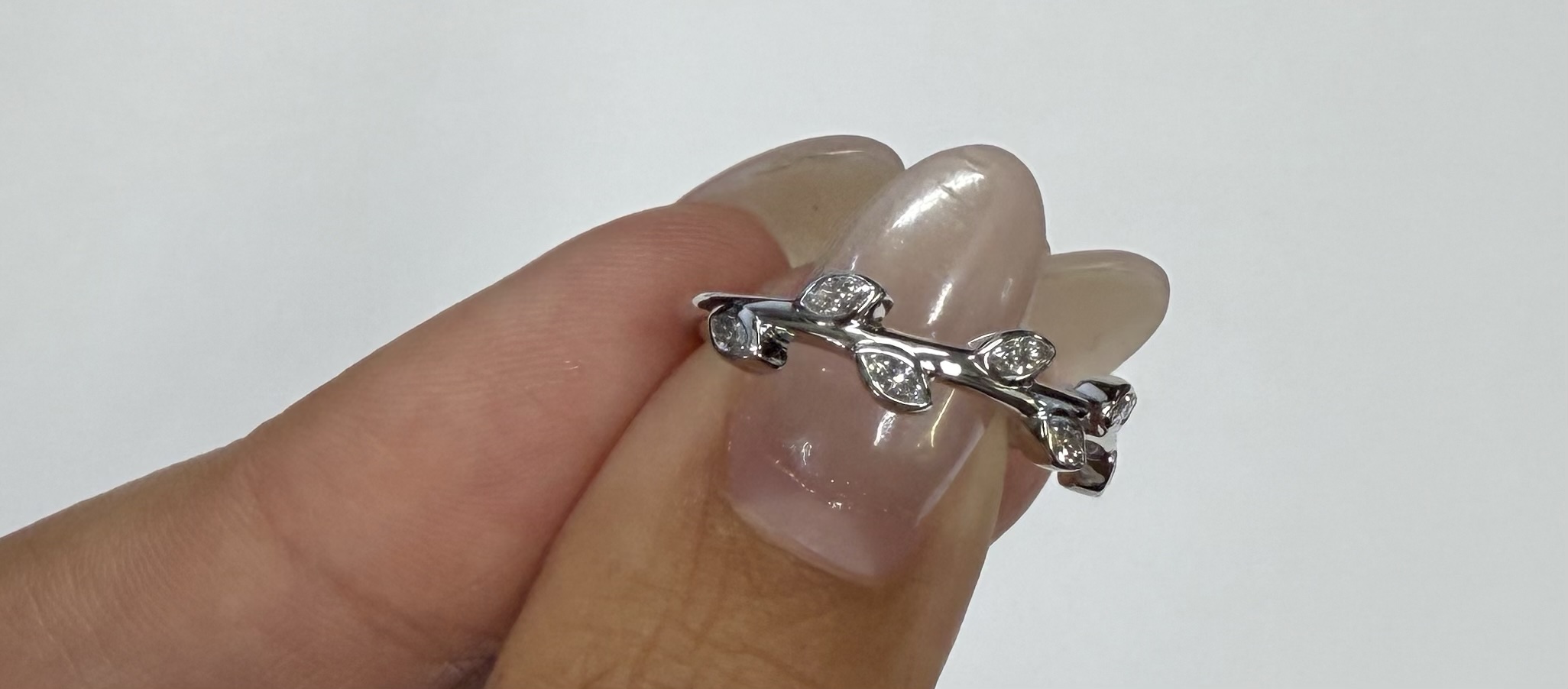 14k White Gold Genuine 1/4 Cttw Marquise Diamond Bezel Band - Image 9