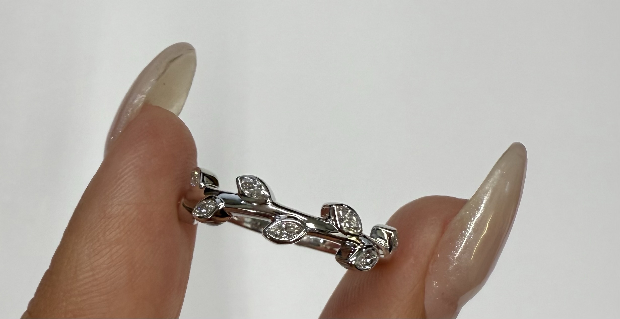 14k White Gold Genuine 1/4 Cttw Marquise Diamond Bezel Band - Image 16