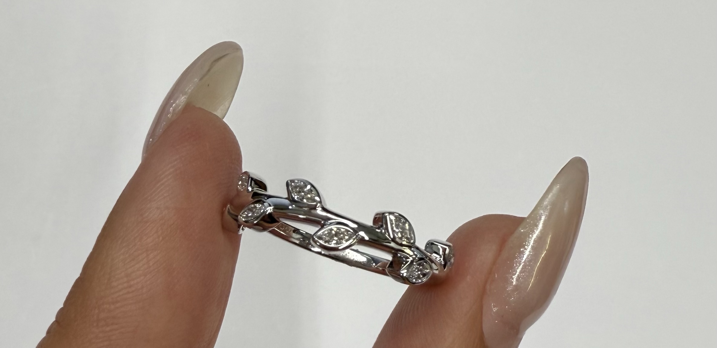 14k White Gold Genuine 1/4 Cttw Marquise Diamond Bezel Band - Image 18