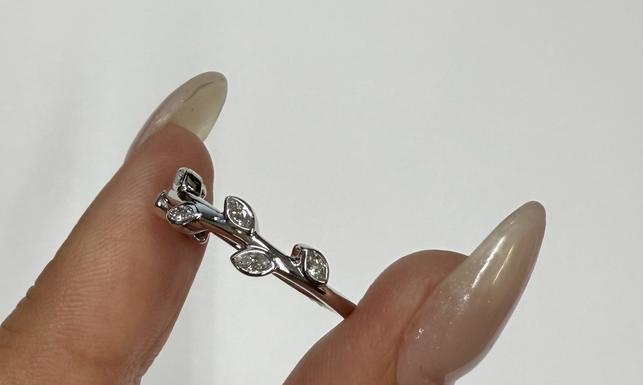 14k White Gold Genuine 1/4 Cttw Marquise Diamond Bezel Band - Image 19