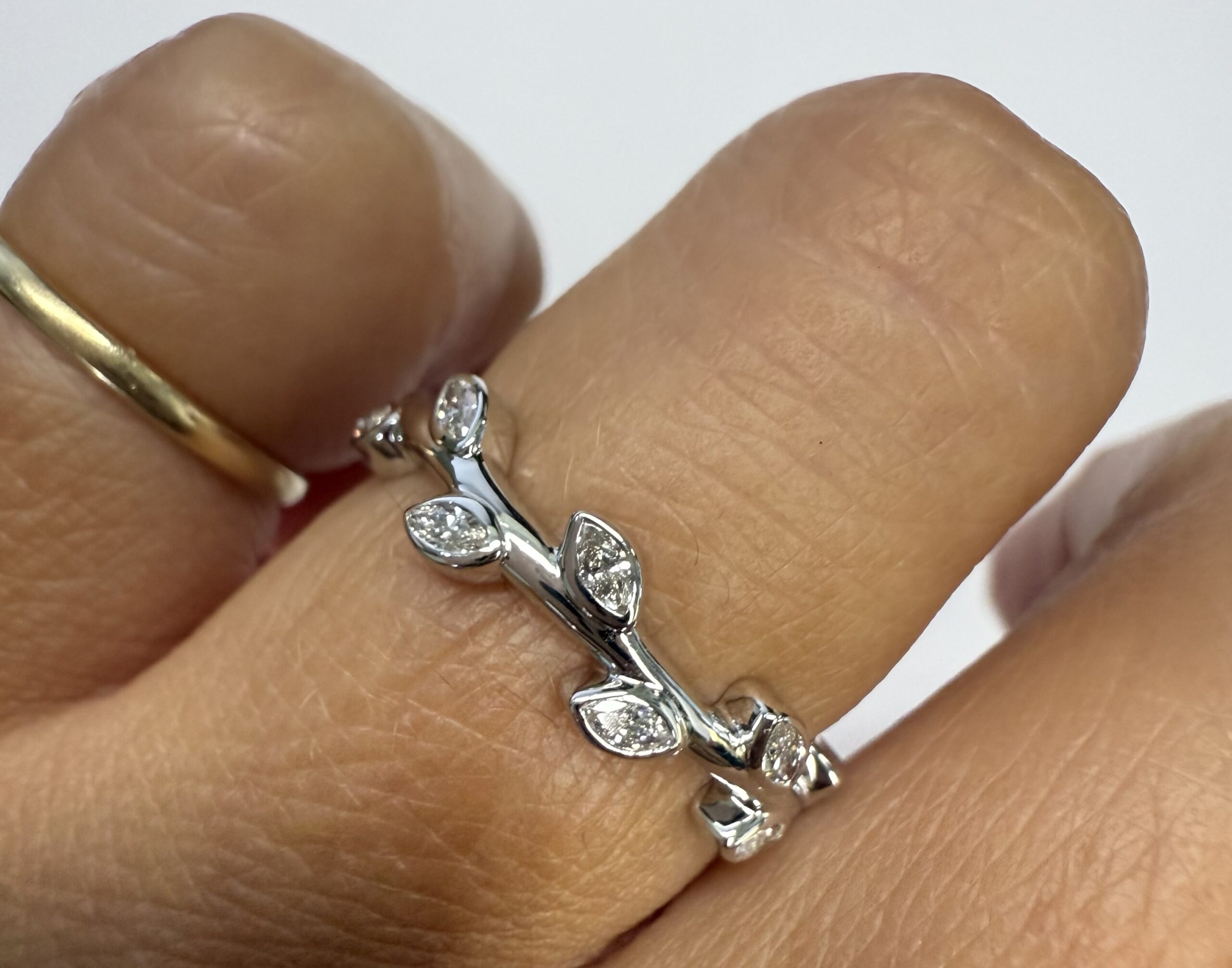 14k White Gold Genuine 1/4 Cttw Marquise Diamond Bezel Band - Image 25