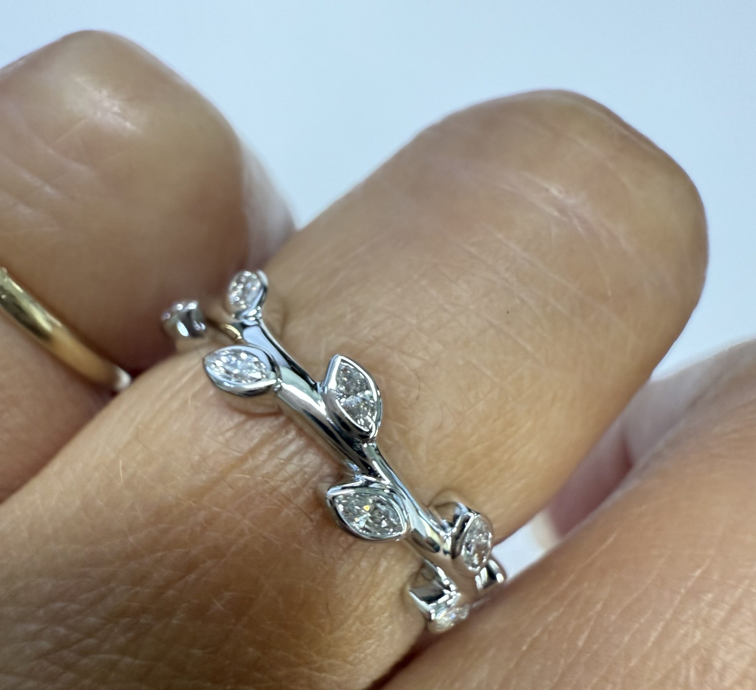 14k White Gold Genuine 1/4 Cttw Marquise Diamond Bezel Band - Image 26