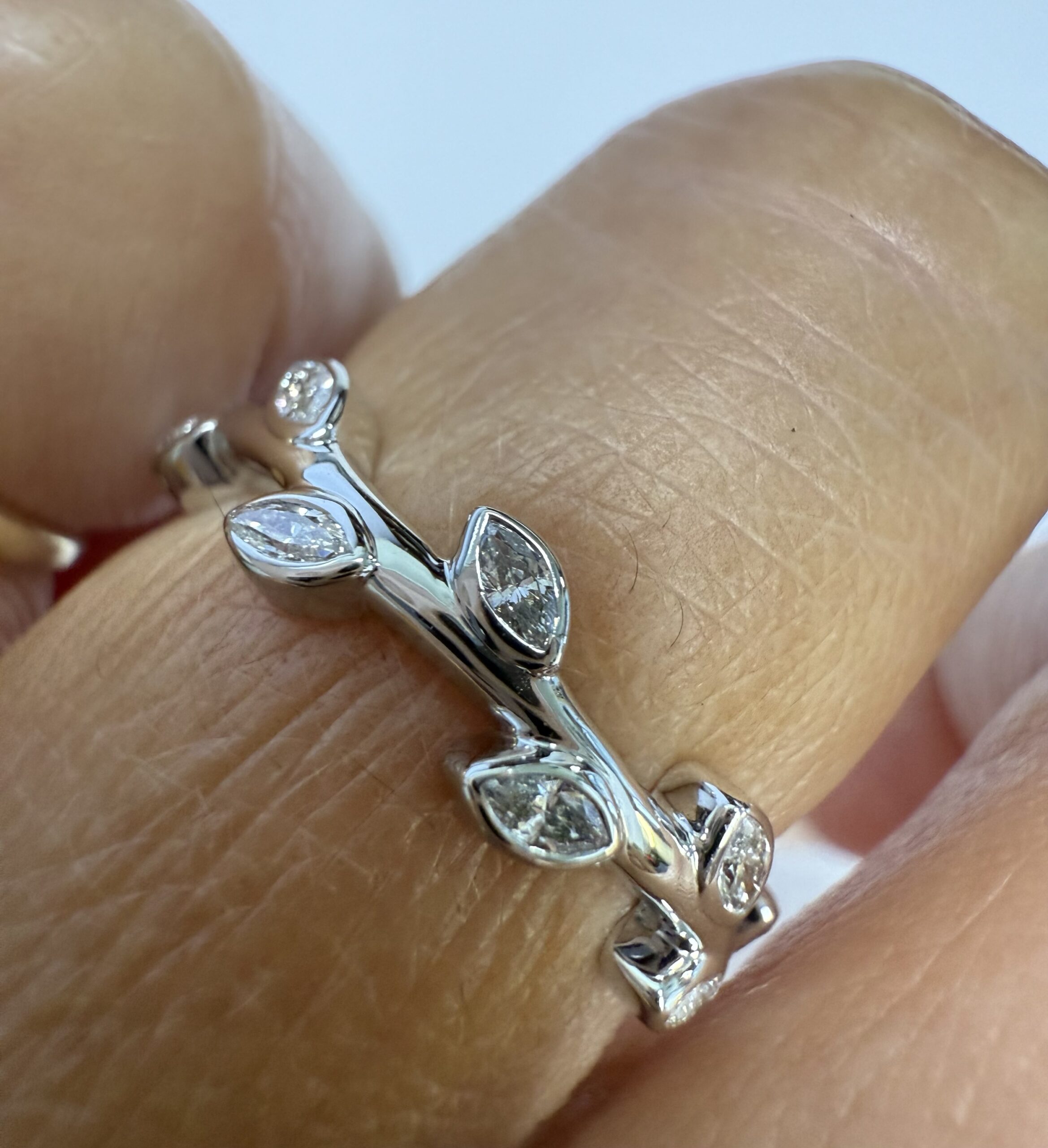 14k White Gold Genuine 1/4 Cttw Marquise Diamond Bezel Band - Image 27