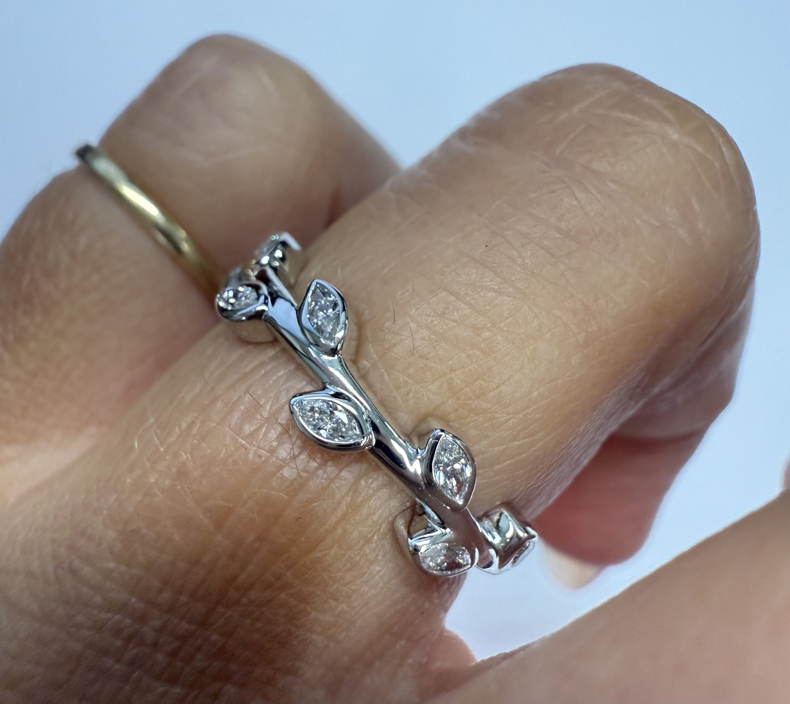 14k White Gold Genuine 1/4 Cttw Marquise Diamond Bezel Band - Image 28