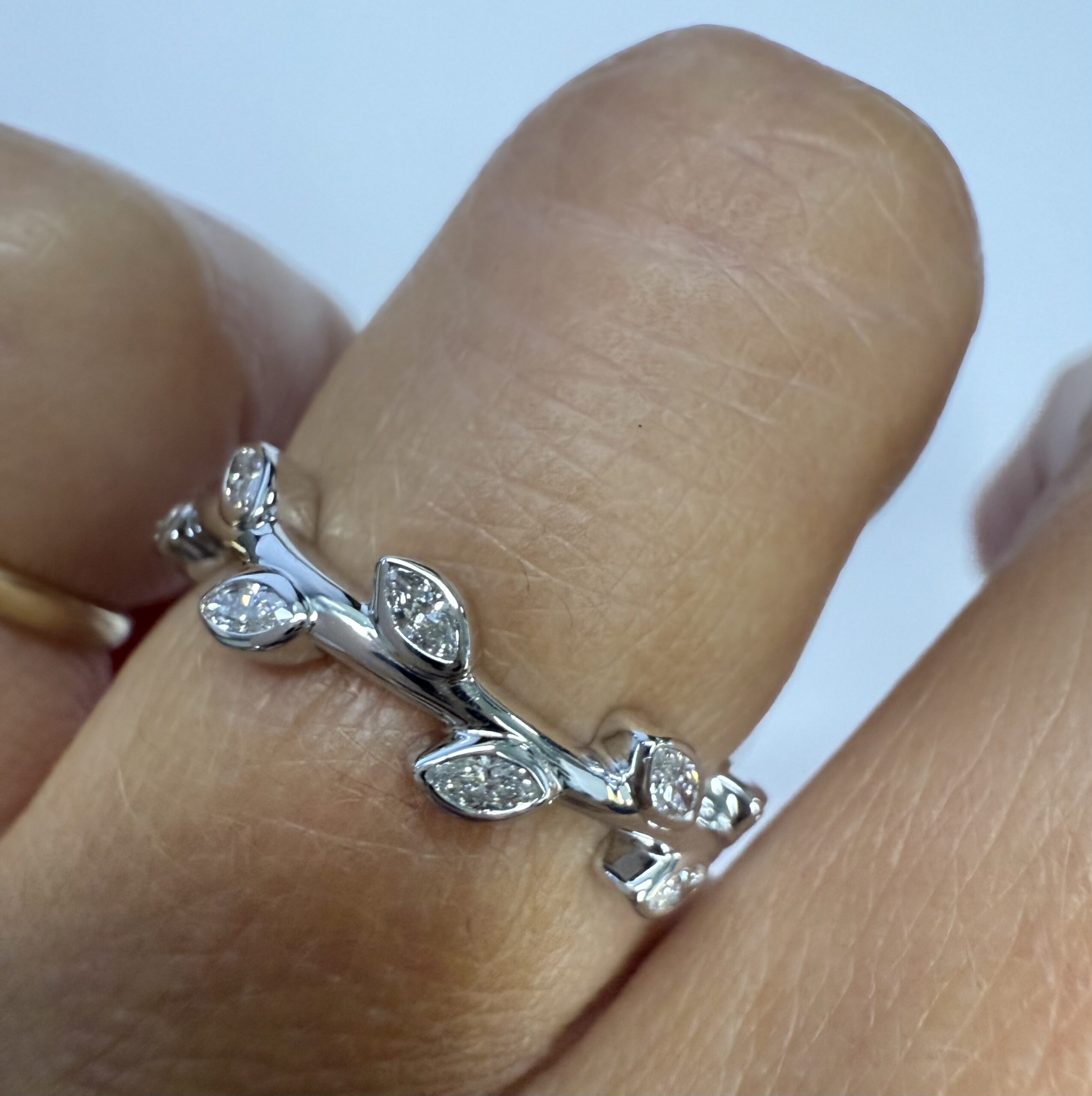 14k White Gold Genuine 1/4 Cttw Marquise Diamond Bezel Band - Image 29