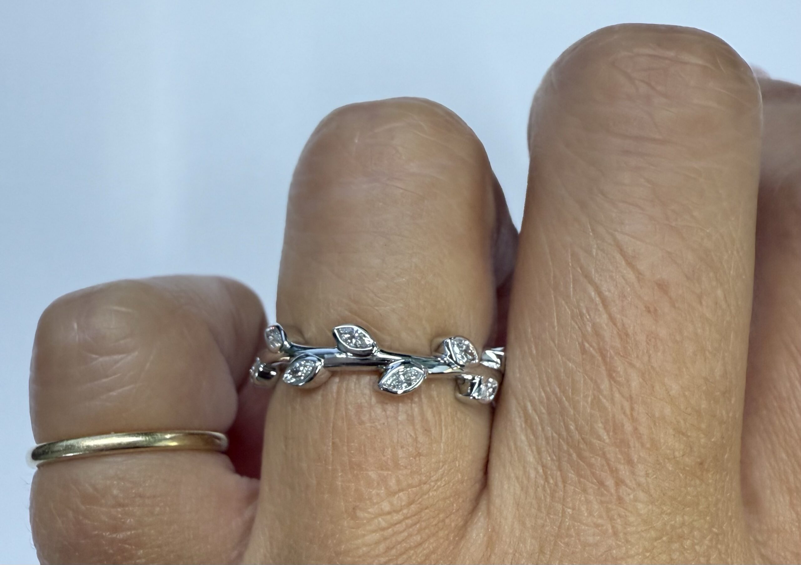 14k White Gold Genuine 1/4 Cttw Marquise Diamond Bezel Band - Image 30