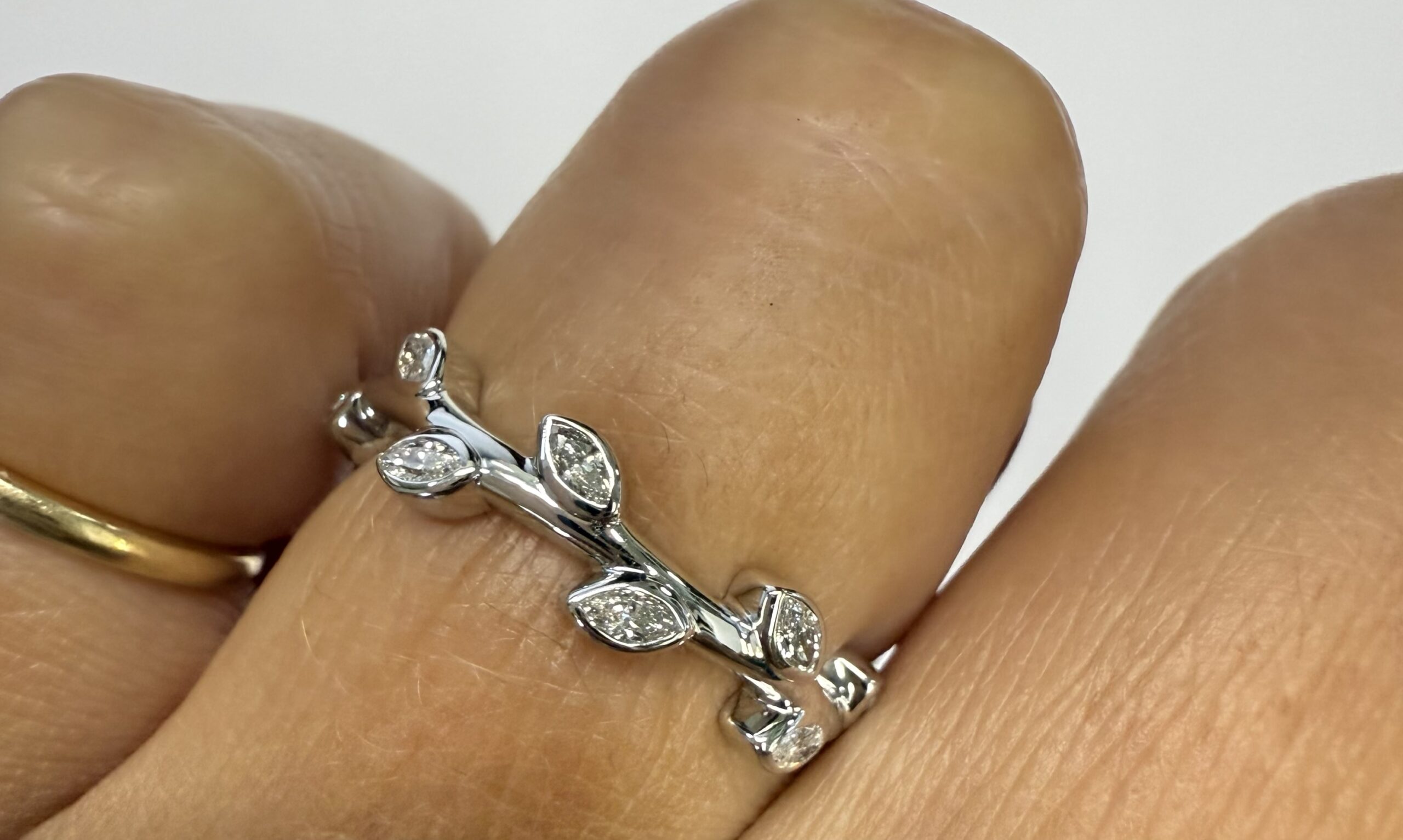 14k White Gold Genuine 1/4 Cttw Marquise Diamond Bezel Band - Image 43