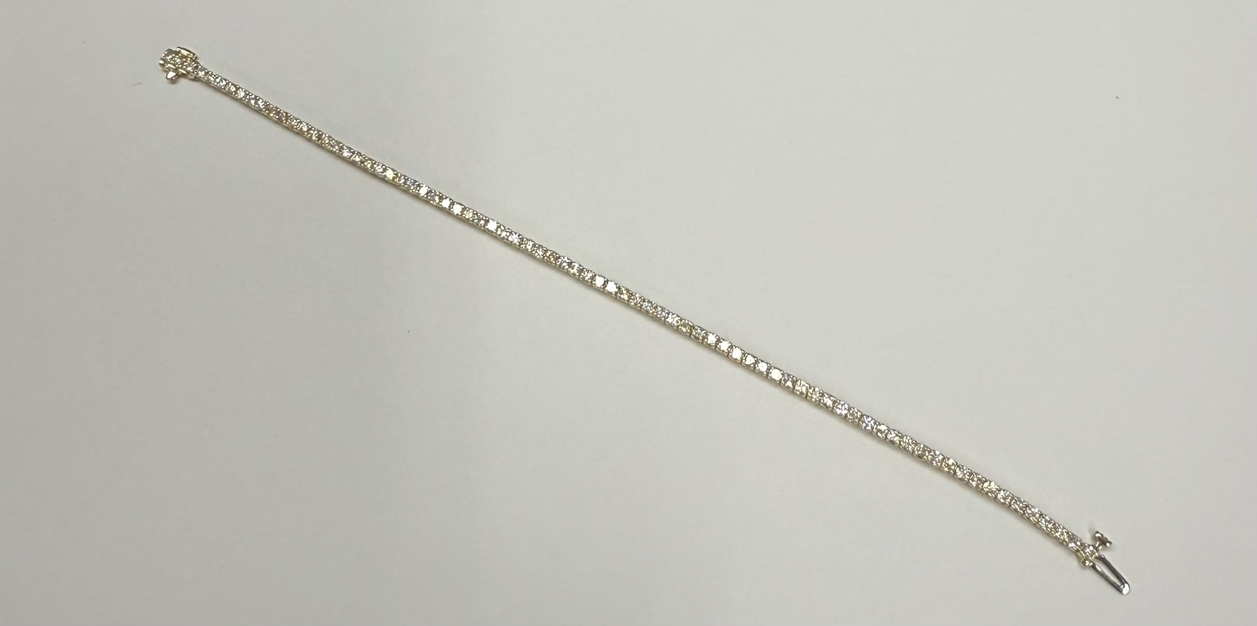 14k Yellow Gold Genuine 2.50 Cttw Round Brilliant Cut Diamond Tennis Bracelet - Image 3