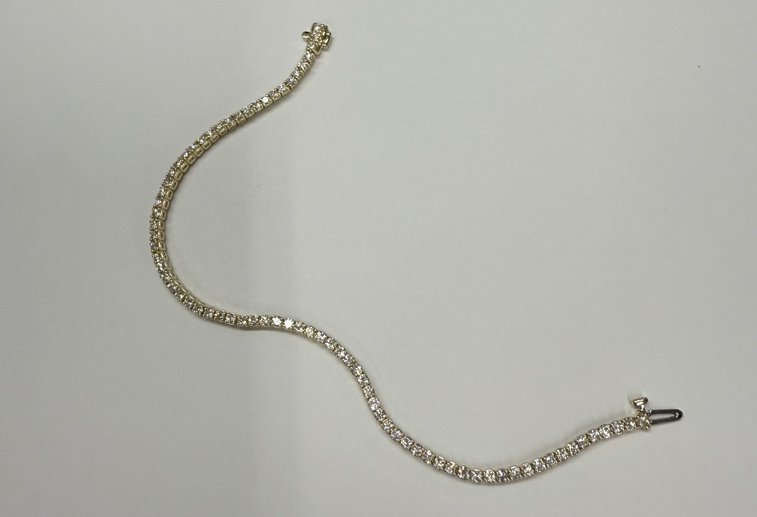 14k Yellow Gold Genuine 2.50 Cttw Round Brilliant Cut Diamond Tennis Bracelet - Image 4