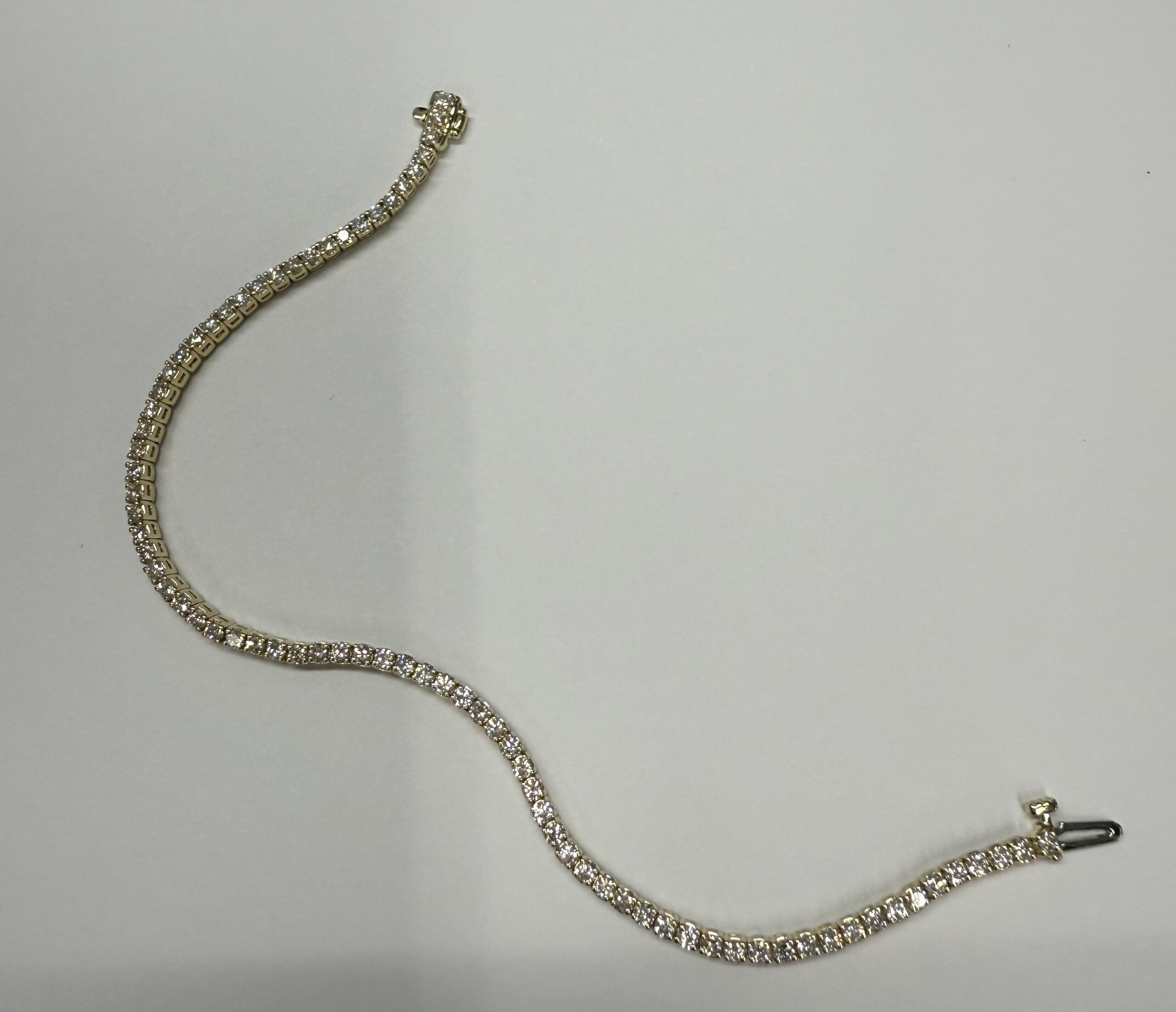 14k Yellow Gold Genuine 2.50 Cttw Round Brilliant Cut Diamond Tennis Bracelet - Image 5