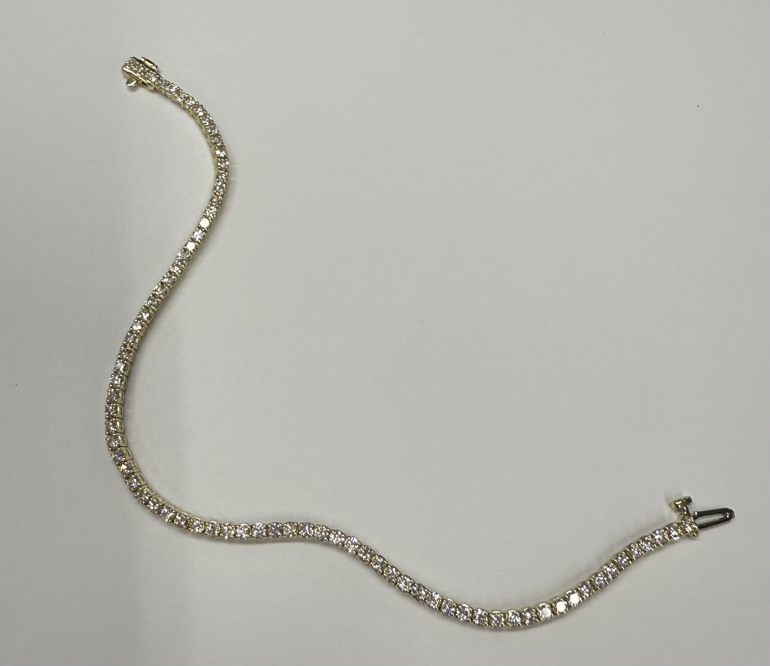 14k Yellow Gold Genuine 2.50 Cttw Round Brilliant Cut Diamond Tennis Bracelet - Image 6