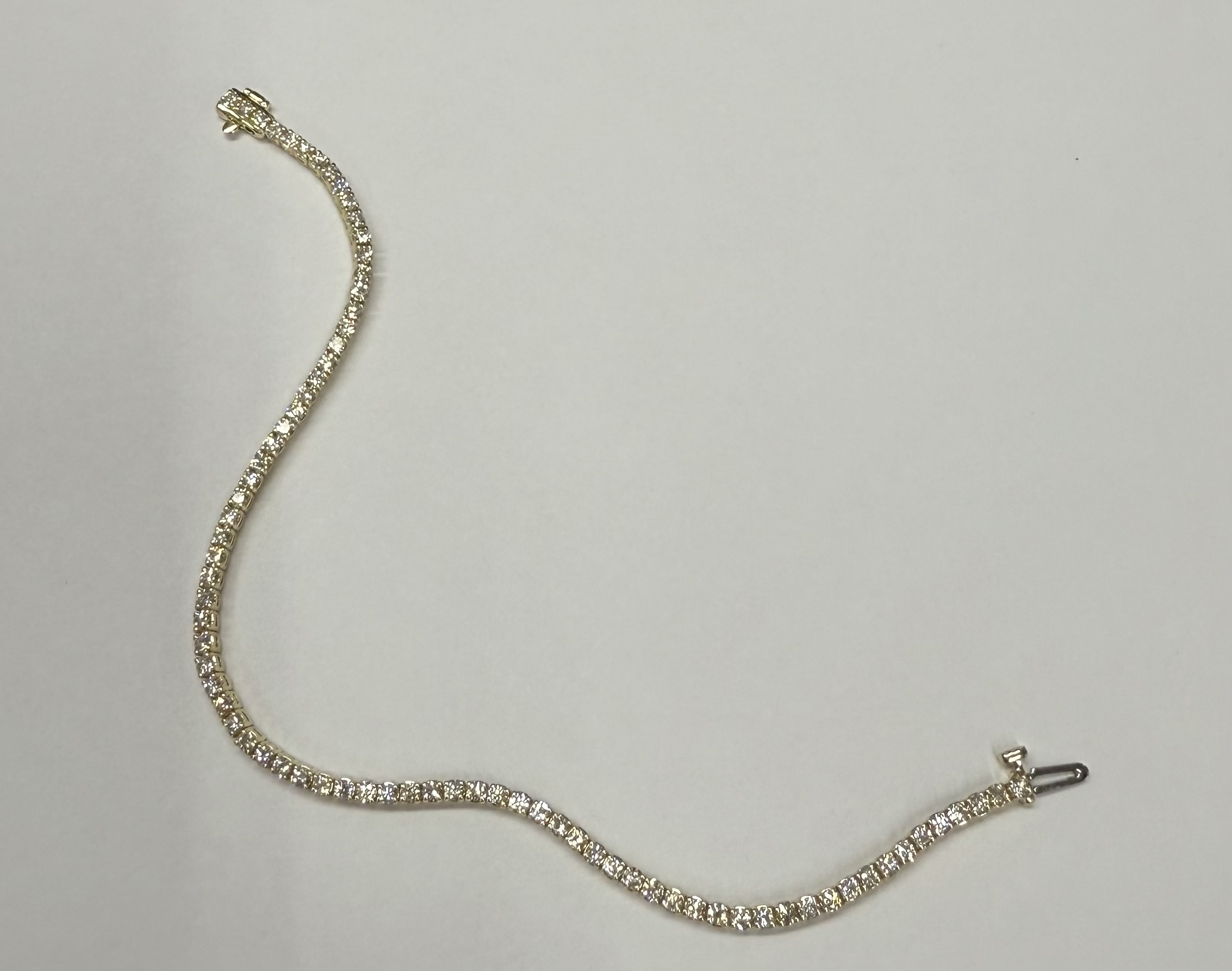 14k Yellow Gold Genuine 2.50 Cttw Round Brilliant Cut Diamond Tennis Bracelet - Image 7