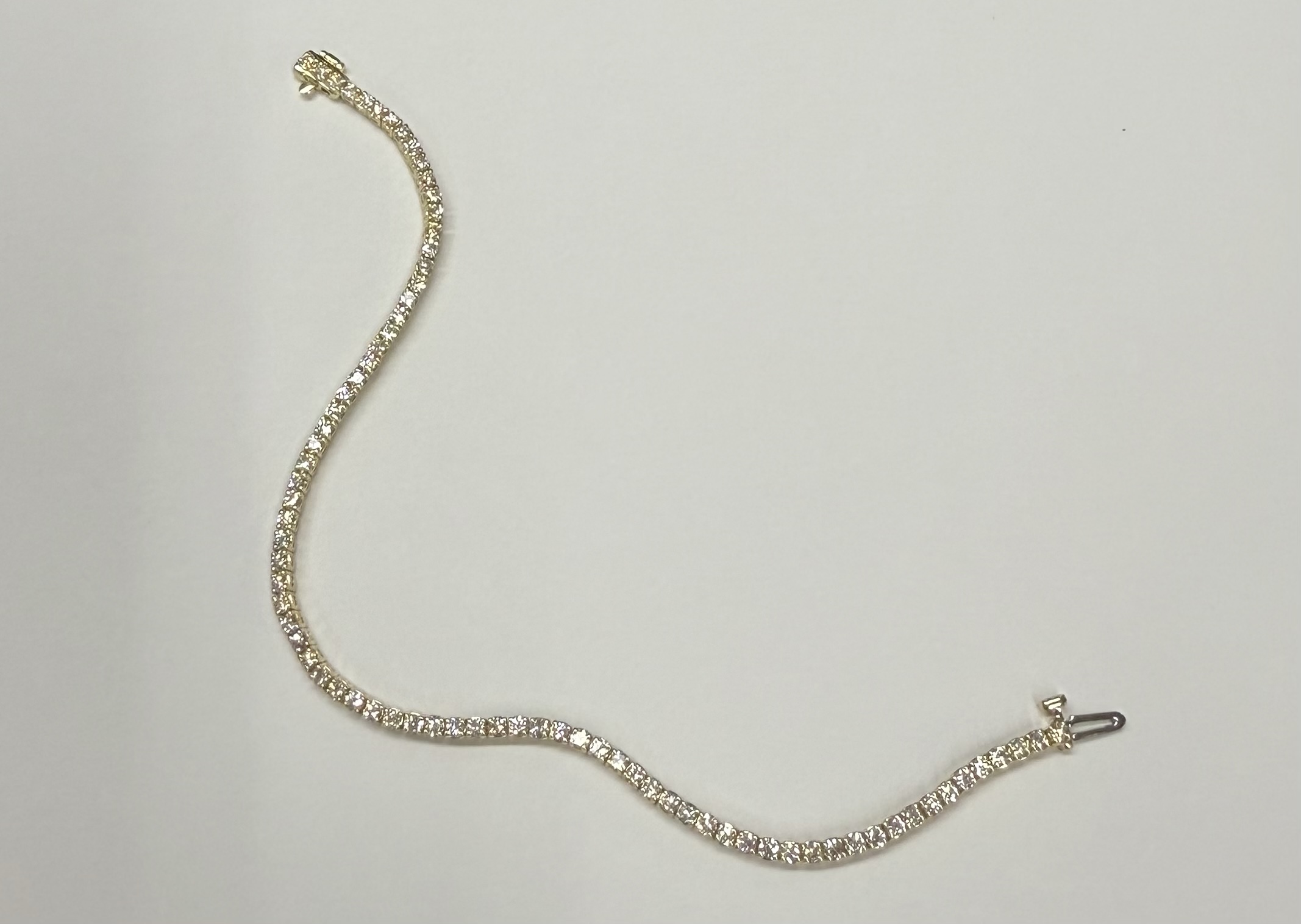 14k Yellow Gold Genuine 2.50 Cttw Round Brilliant Cut Diamond Tennis Bracelet - Image 8