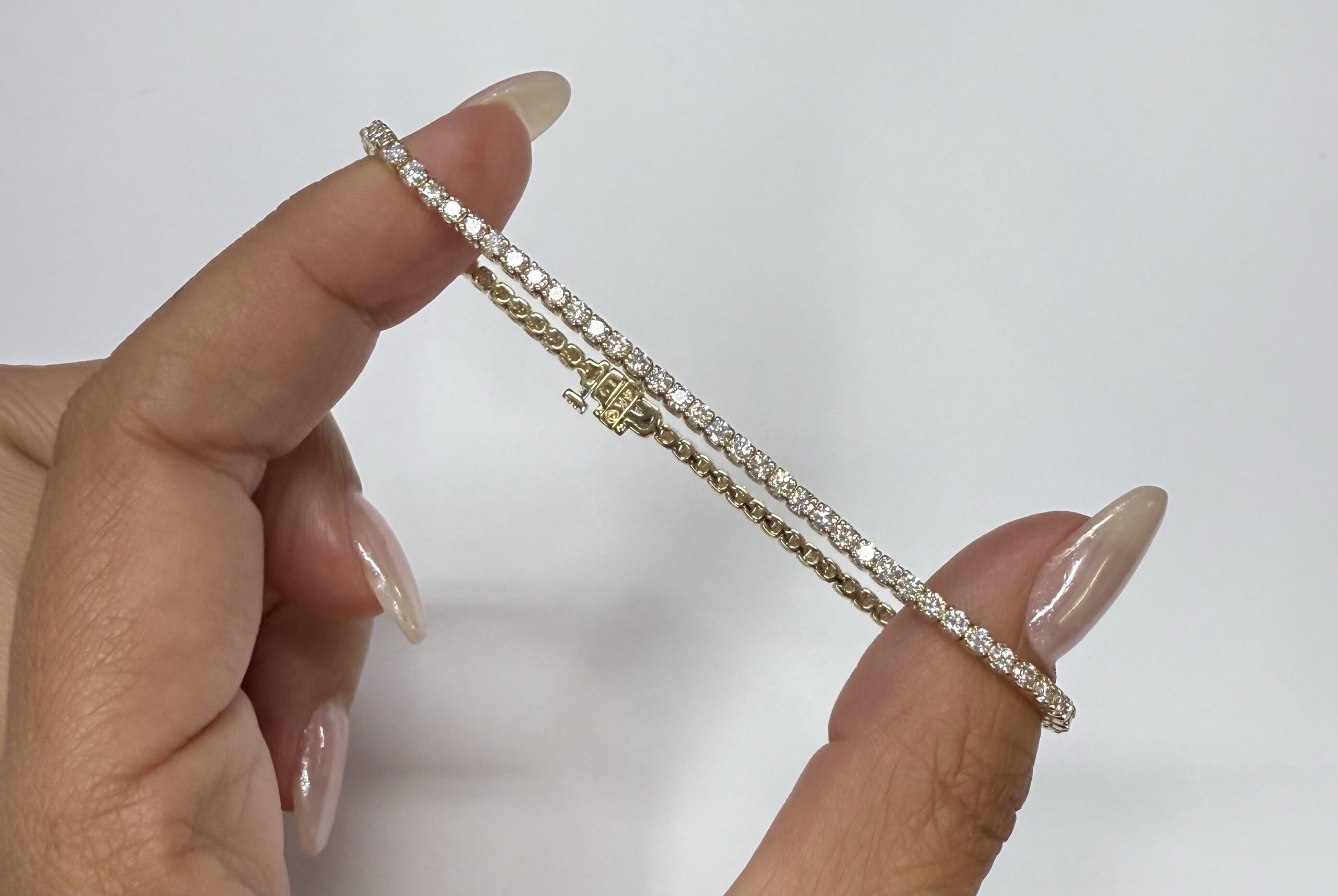 14k Yellow Gold Genuine 2.50 Cttw Round Brilliant Cut Diamond Tennis Bracelet - Image 10