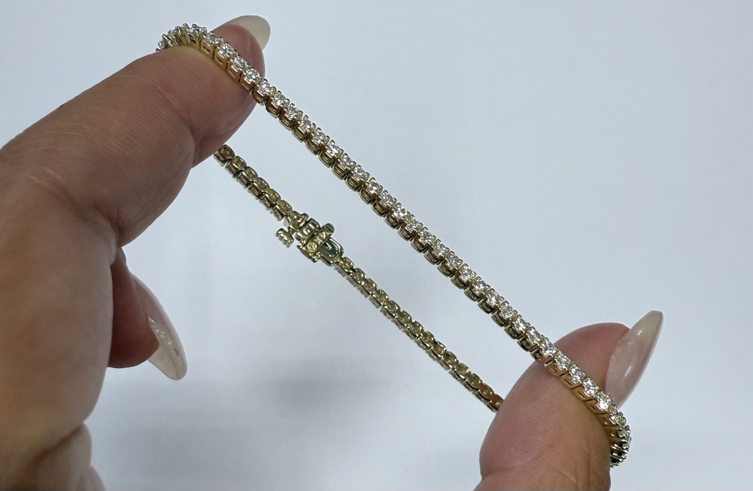 14k Yellow Gold Genuine 2.50 Cttw Round Brilliant Cut Diamond Tennis Bracelet - Image 13