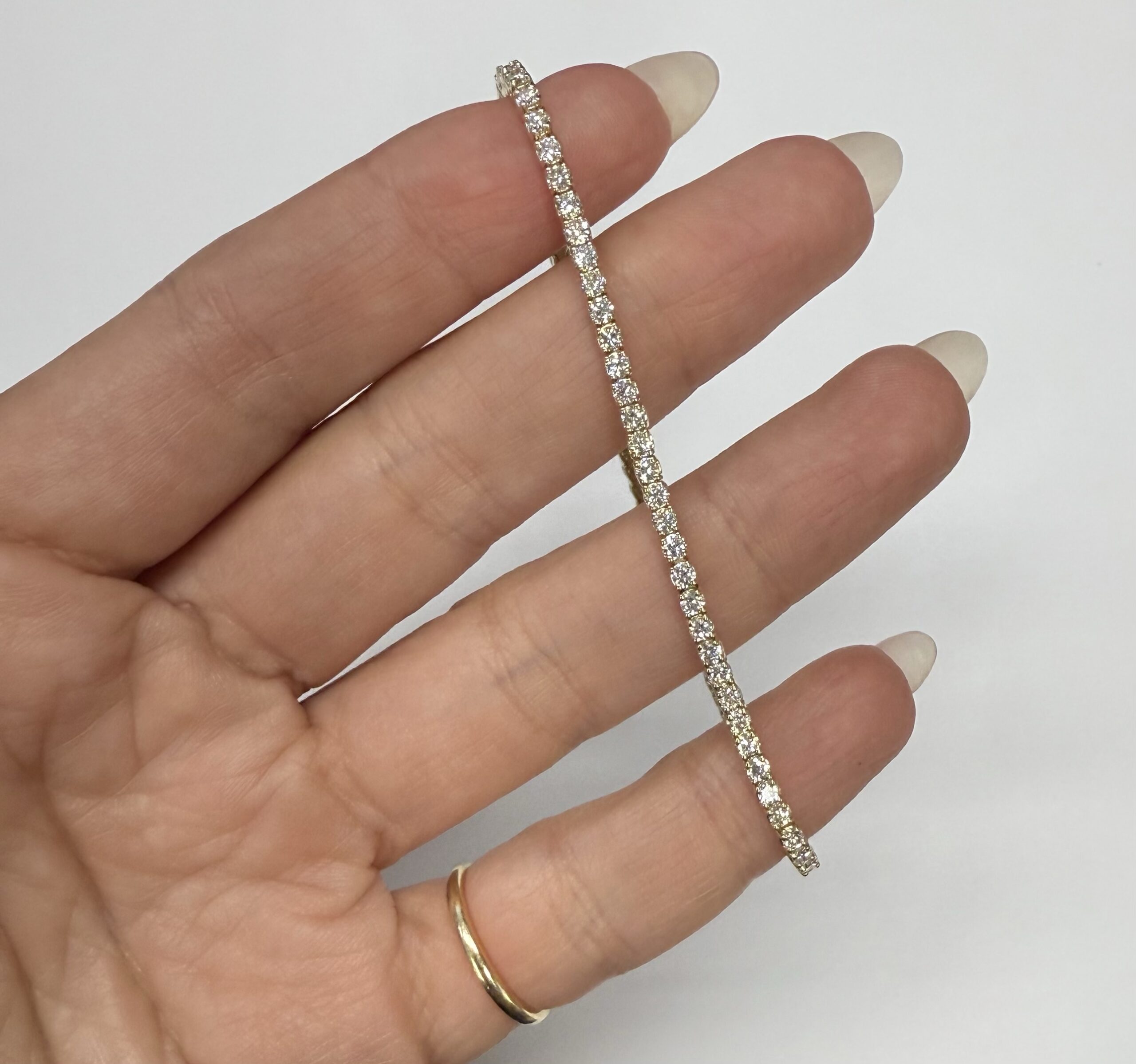 14k Yellow Gold Genuine 2.50 Cttw Round Brilliant Cut Diamond Tennis Bracelet - Image 15