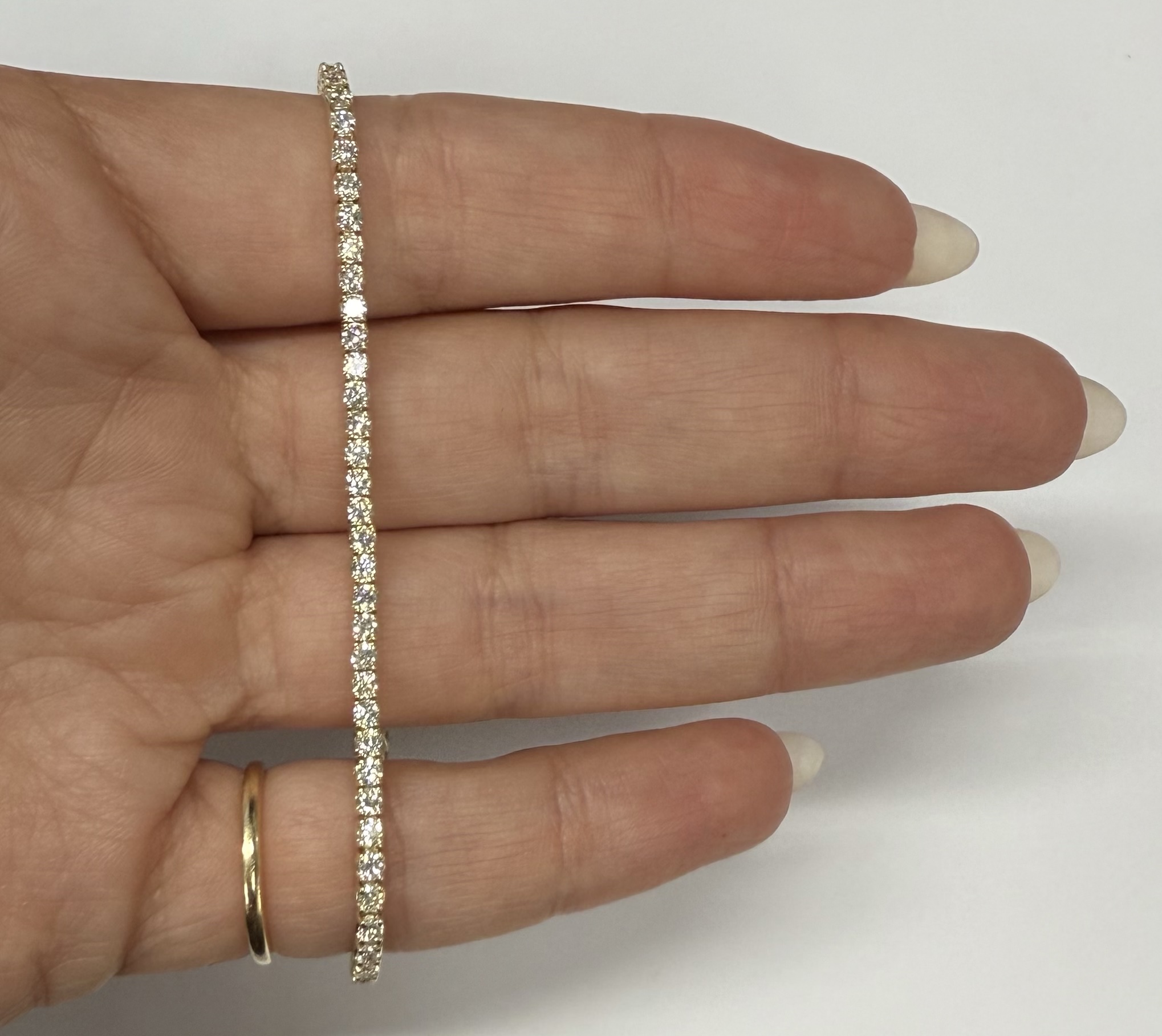 14k Yellow Gold Genuine 2.50 Cttw Round Brilliant Cut Diamond Tennis Bracelet - Image 23