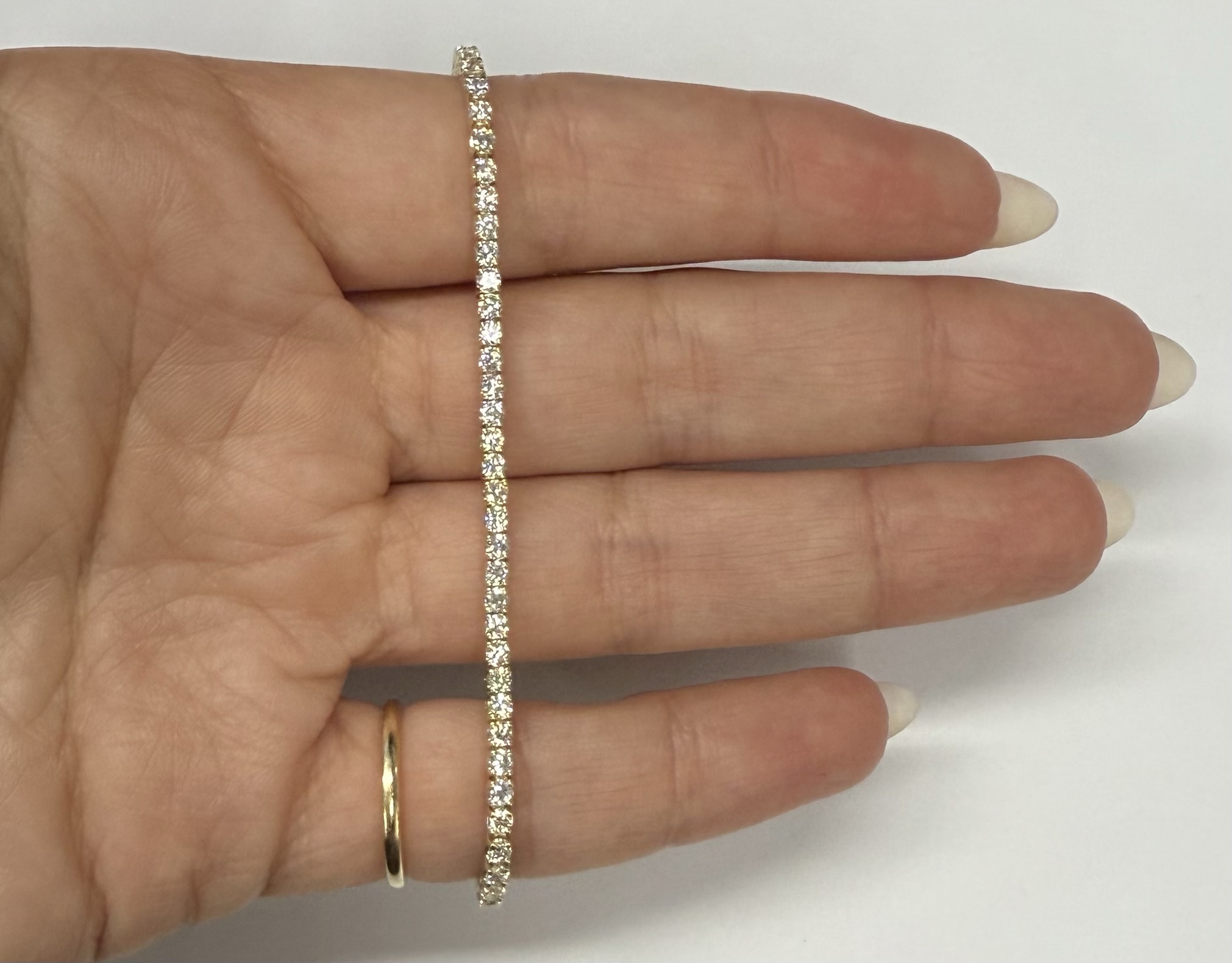 14k Yellow Gold Genuine 2.50 Cttw Round Brilliant Cut Diamond Tennis Bracelet - Image 24