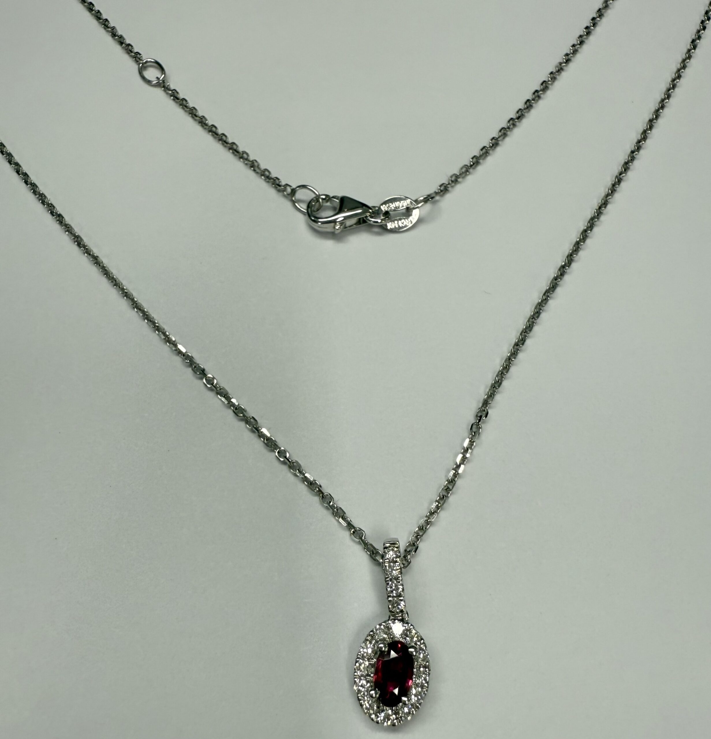 14k White Gold Genuine .21 Cttw Ruby & Diamond Halo Pendant - Image 4
