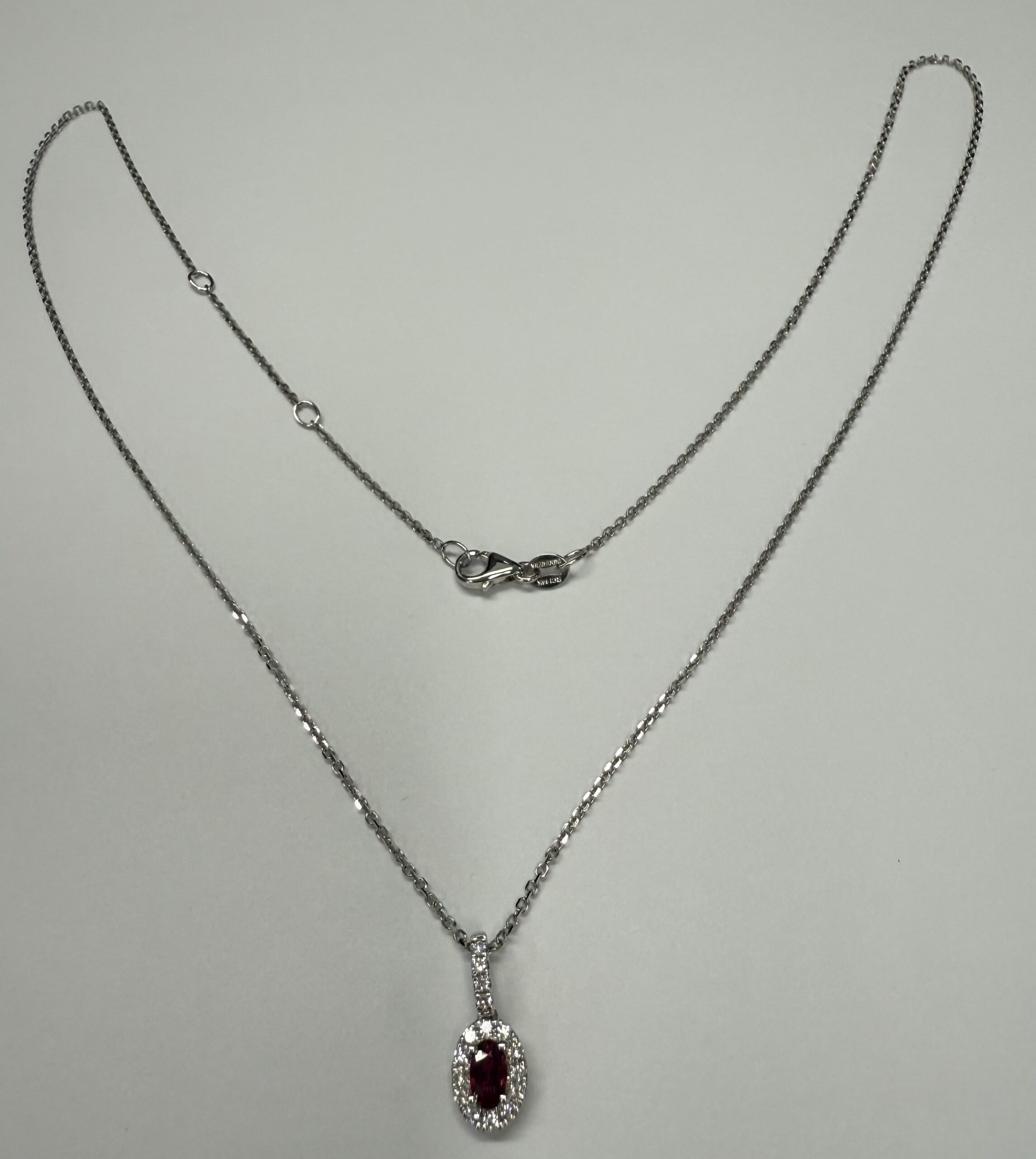 14k White Gold Genuine .21 Cttw Ruby & Diamond Halo Pendant - Image 14