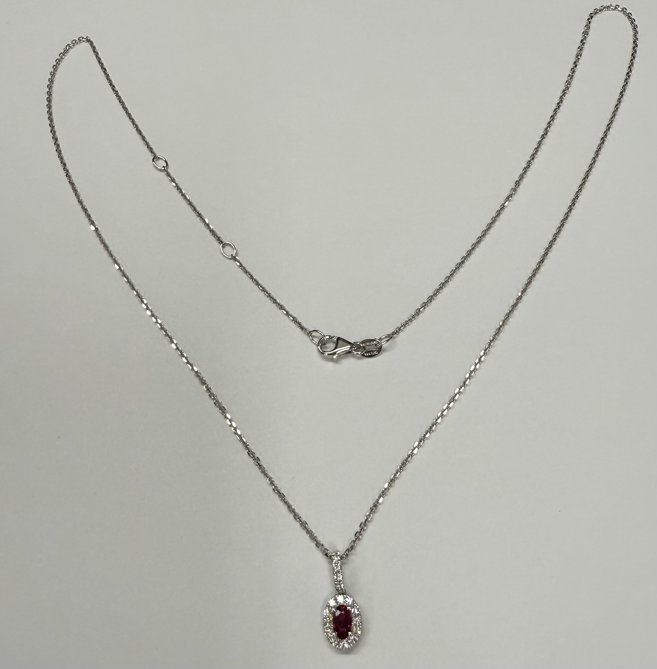 14k White Gold Genuine .21 Cttw Ruby & Diamond Halo Pendant - Image 22