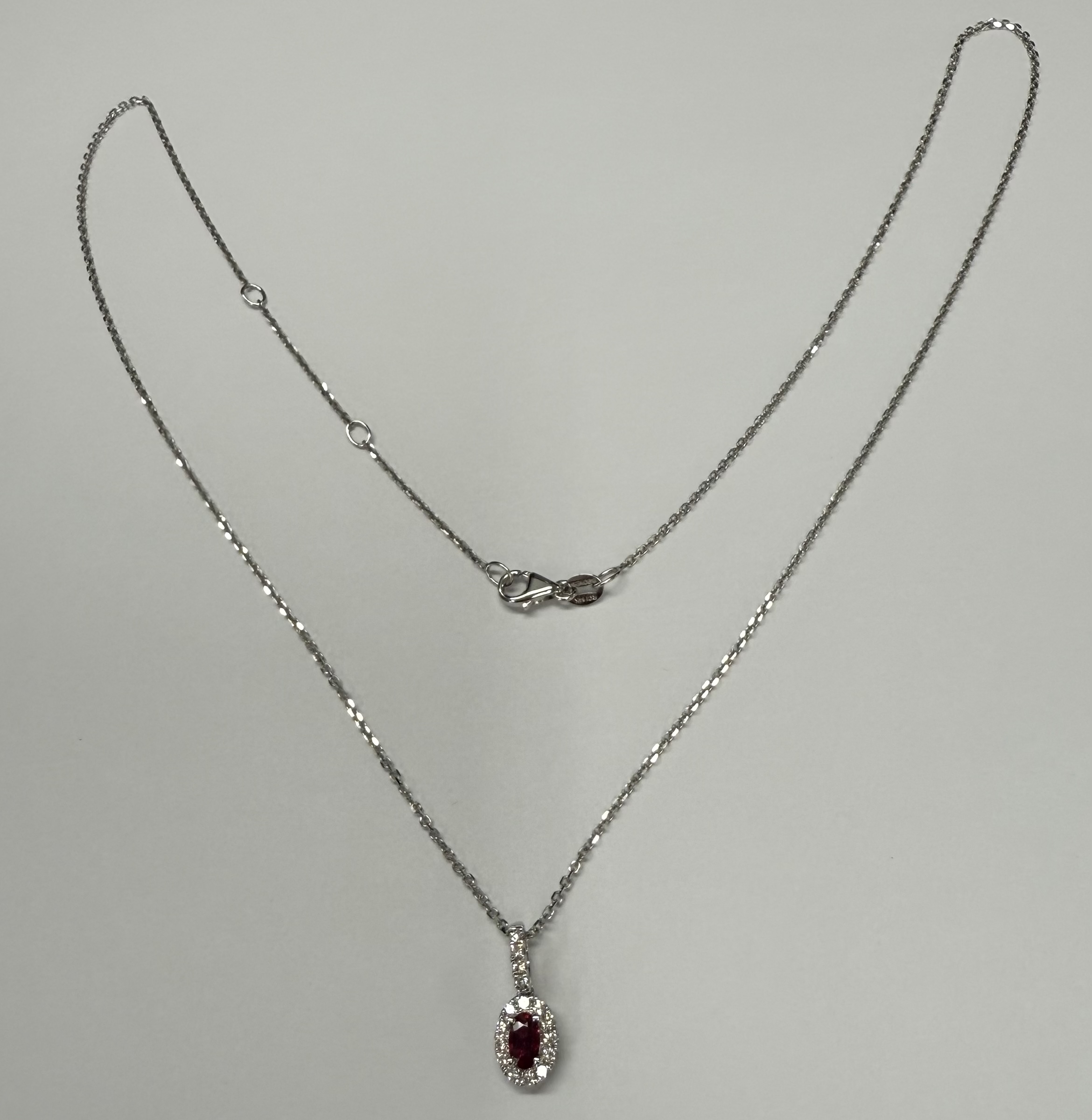 14k White Gold Genuine .21 Cttw Ruby & Diamond Halo Pendant - Image 23