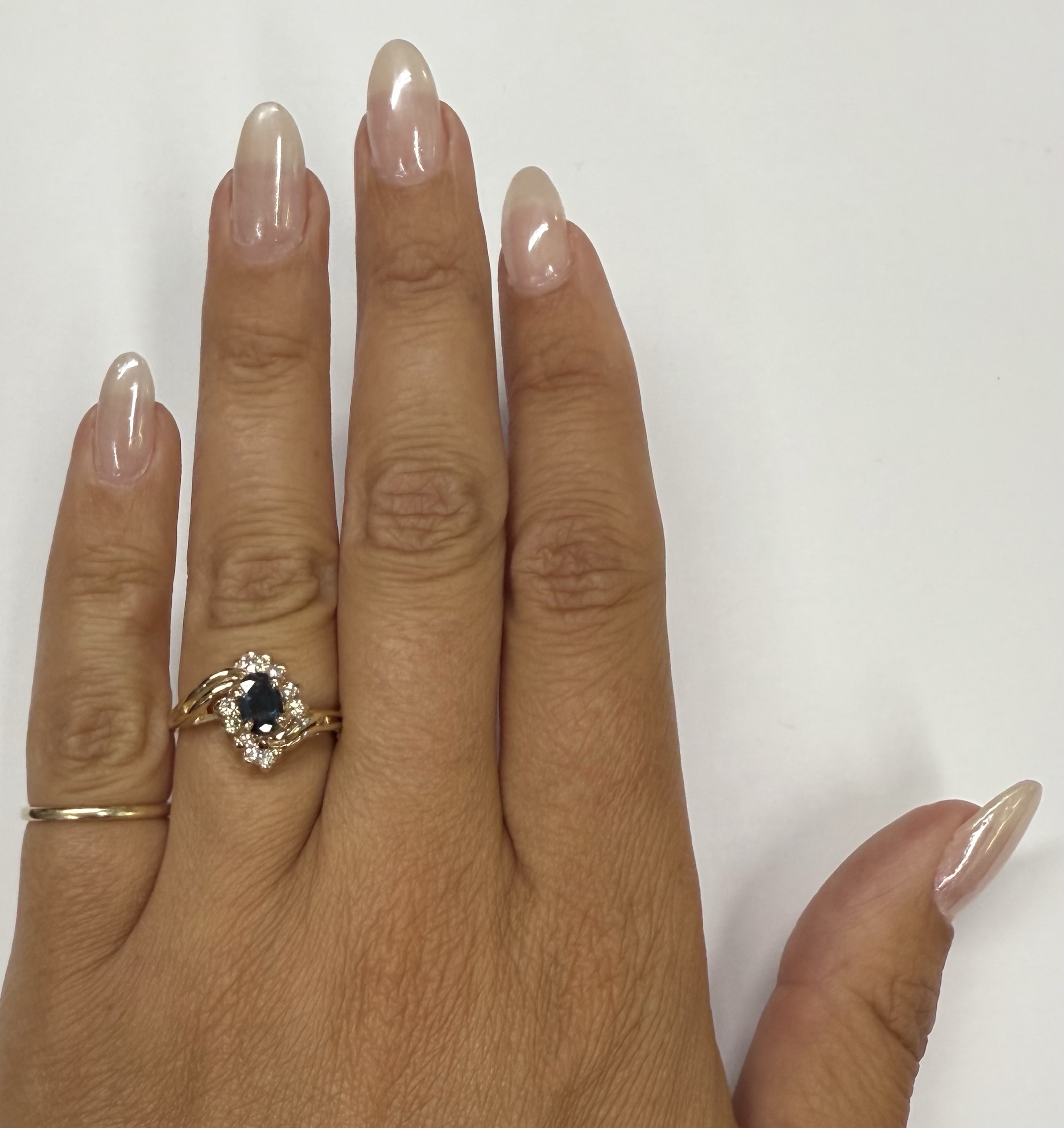 Vintage 14k Yellow Gold Sapphire & Diamond Cluster Ring - Image 25