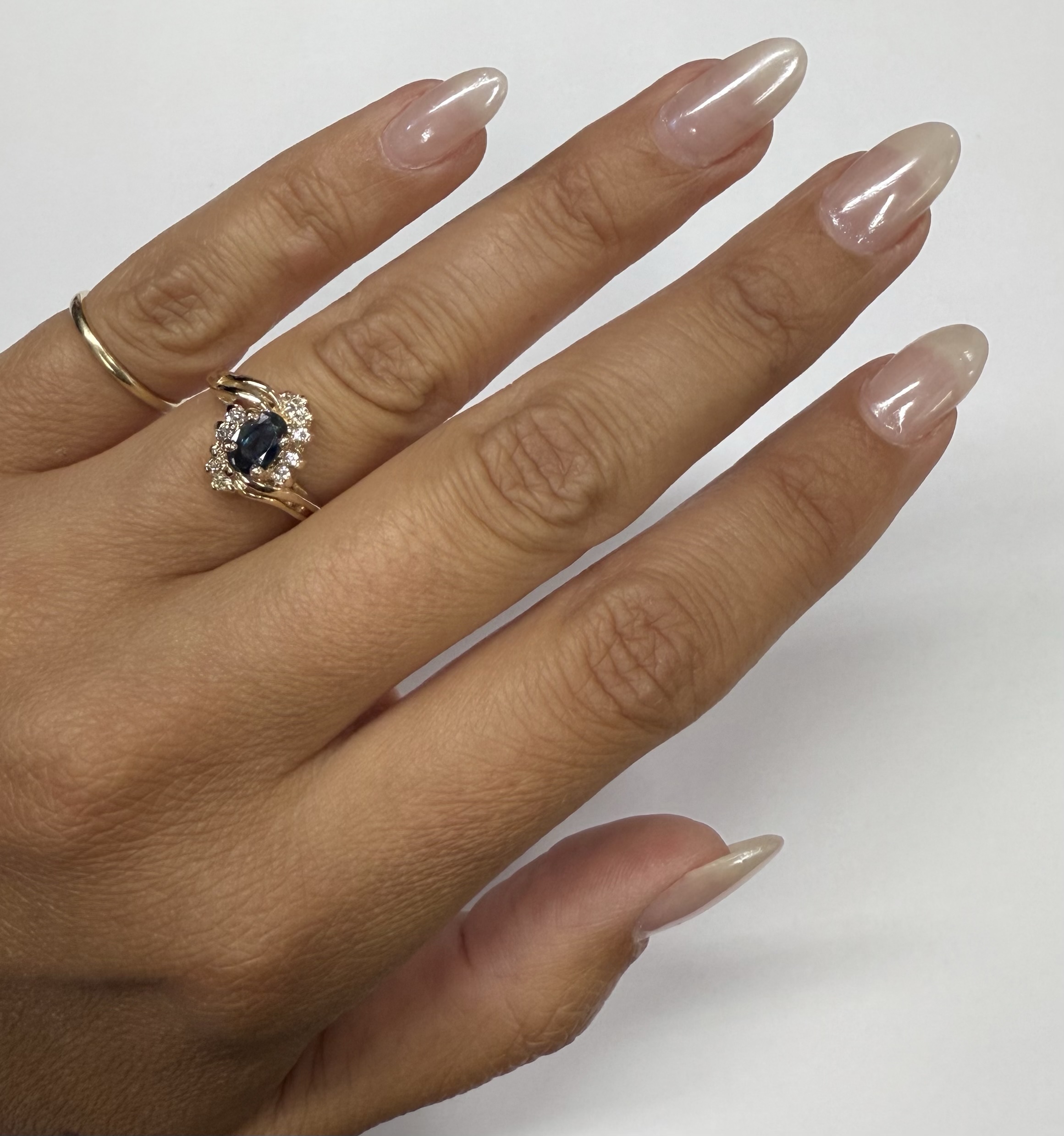 Vintage 14k Yellow Gold Sapphire & Diamond Cluster Ring - Image 26