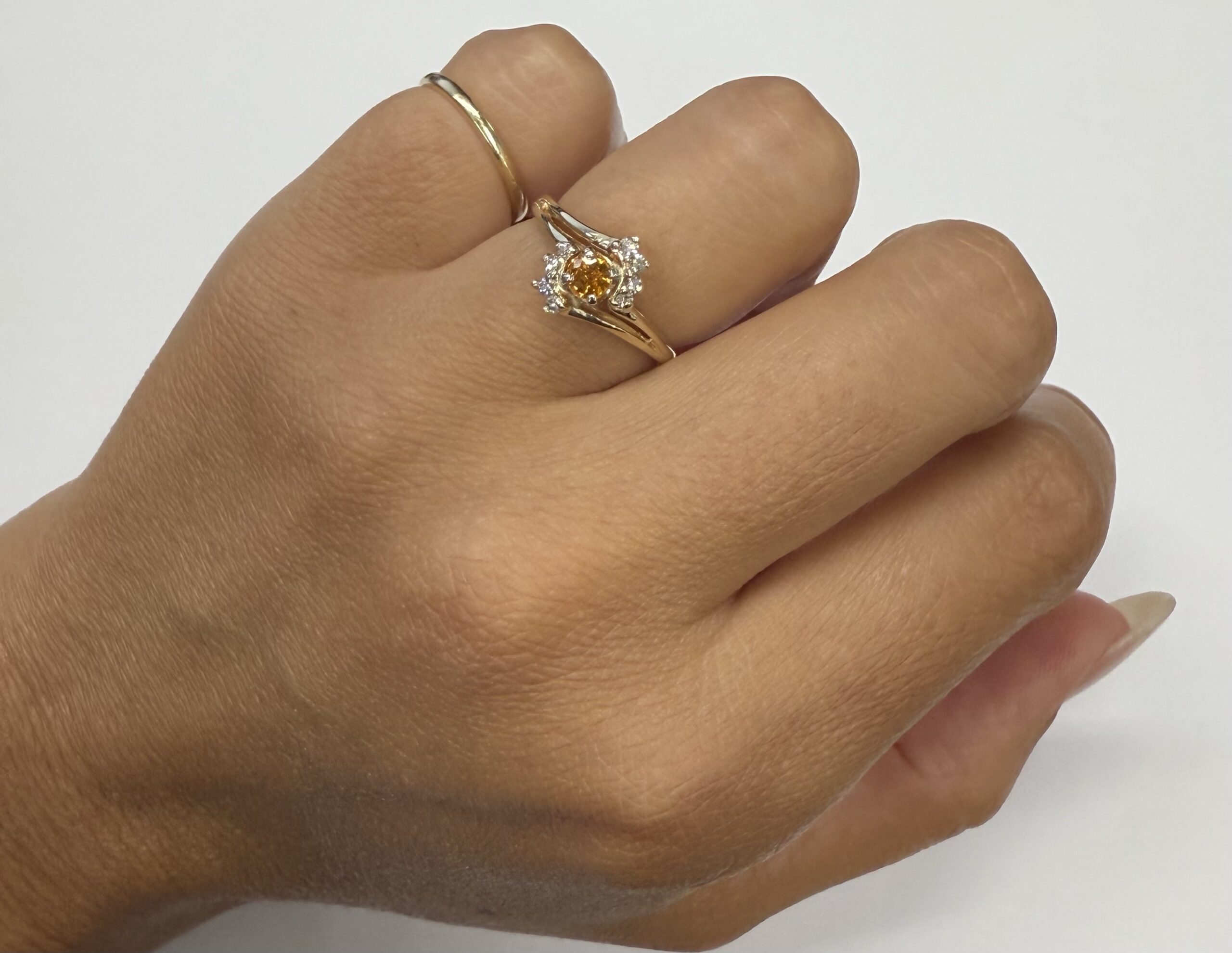 Vintage 14k Yellow Gold Genuine .32 Cttw Yellow Sapphire & Diamond Cluster Ring - Image 17