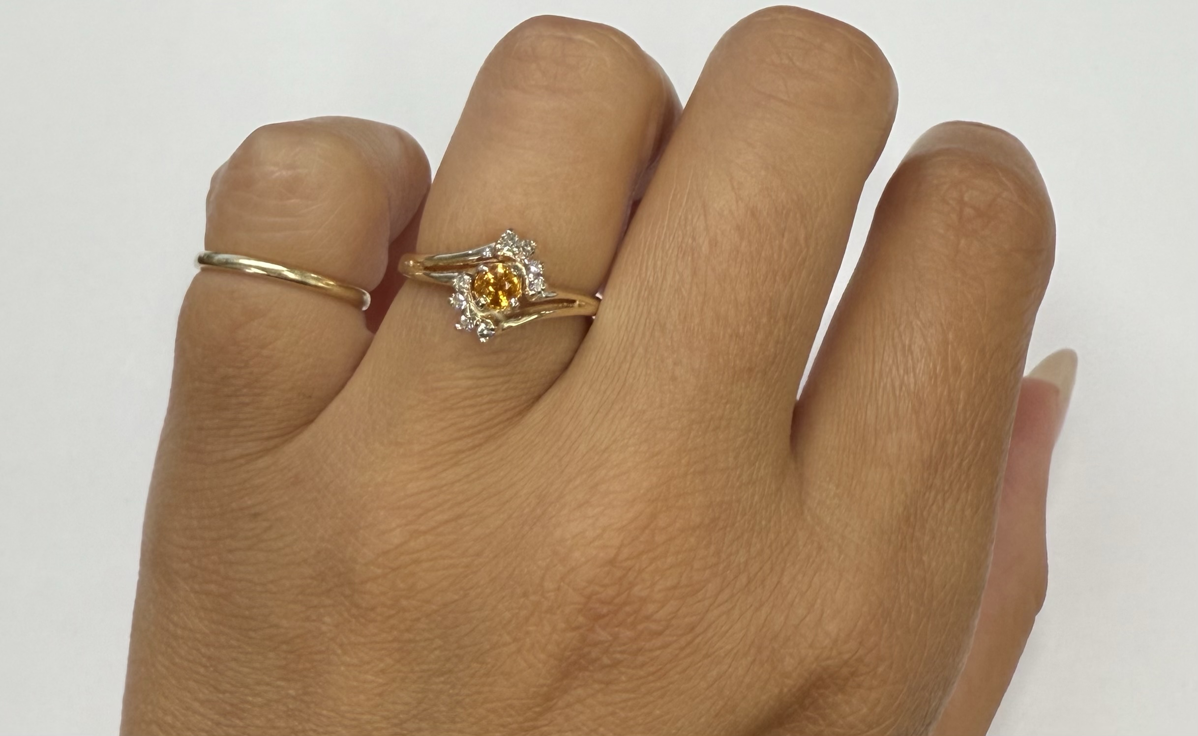 Vintage 14k Yellow Gold Genuine .32 Cttw Yellow Sapphire & Diamond Cluster Ring - Image 22