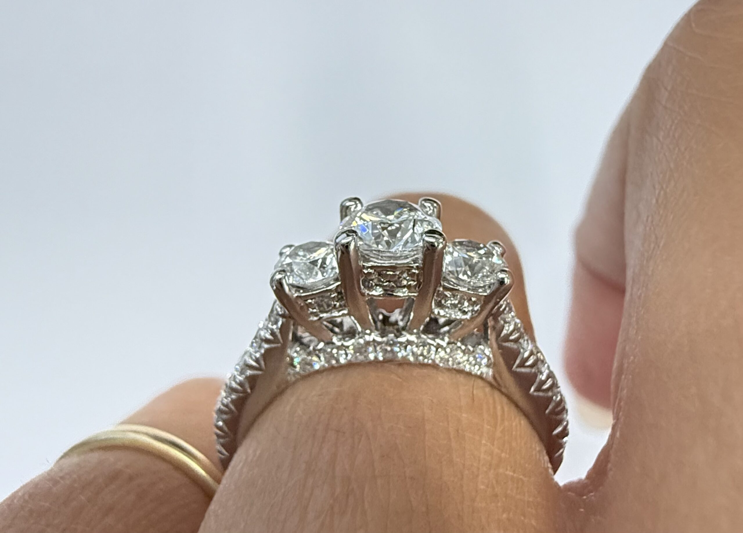 14k White Gold Genuine .80 Cttw Round Brilliant Cut Diamond 3 Stone Ring - Image 27