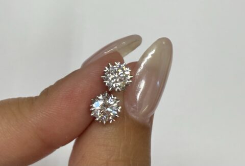 14k White Gold Genuine 1.03 Cttw Laboratory Grown Round Brilliant Cut Diamond Multi-Prong Stud Earrings