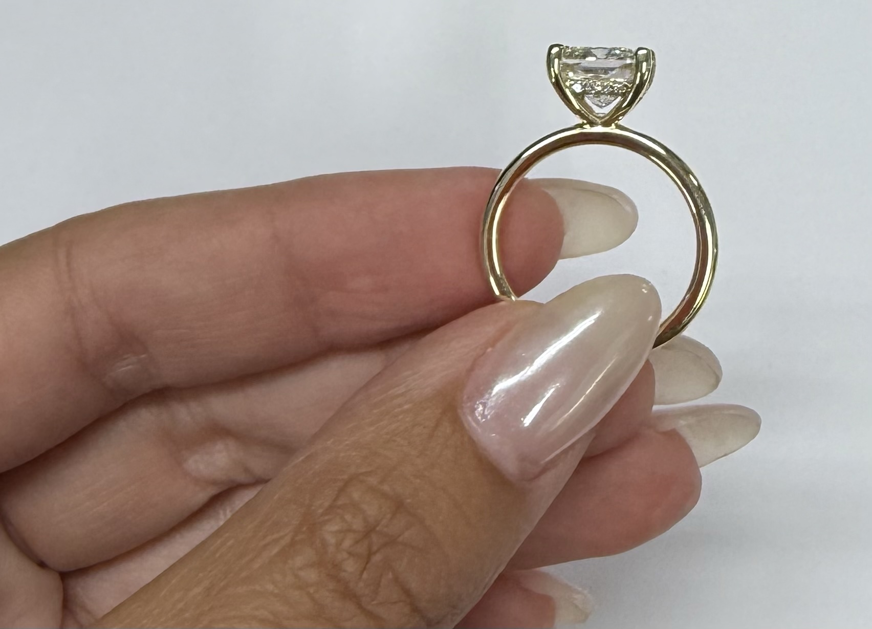 Custom Made 14k Yellow Gold Genuine Laboratory Grown 3.08 Cttw Cushion Brilliant Cut Diamond Solitaire With Hidden Halo - Image 19