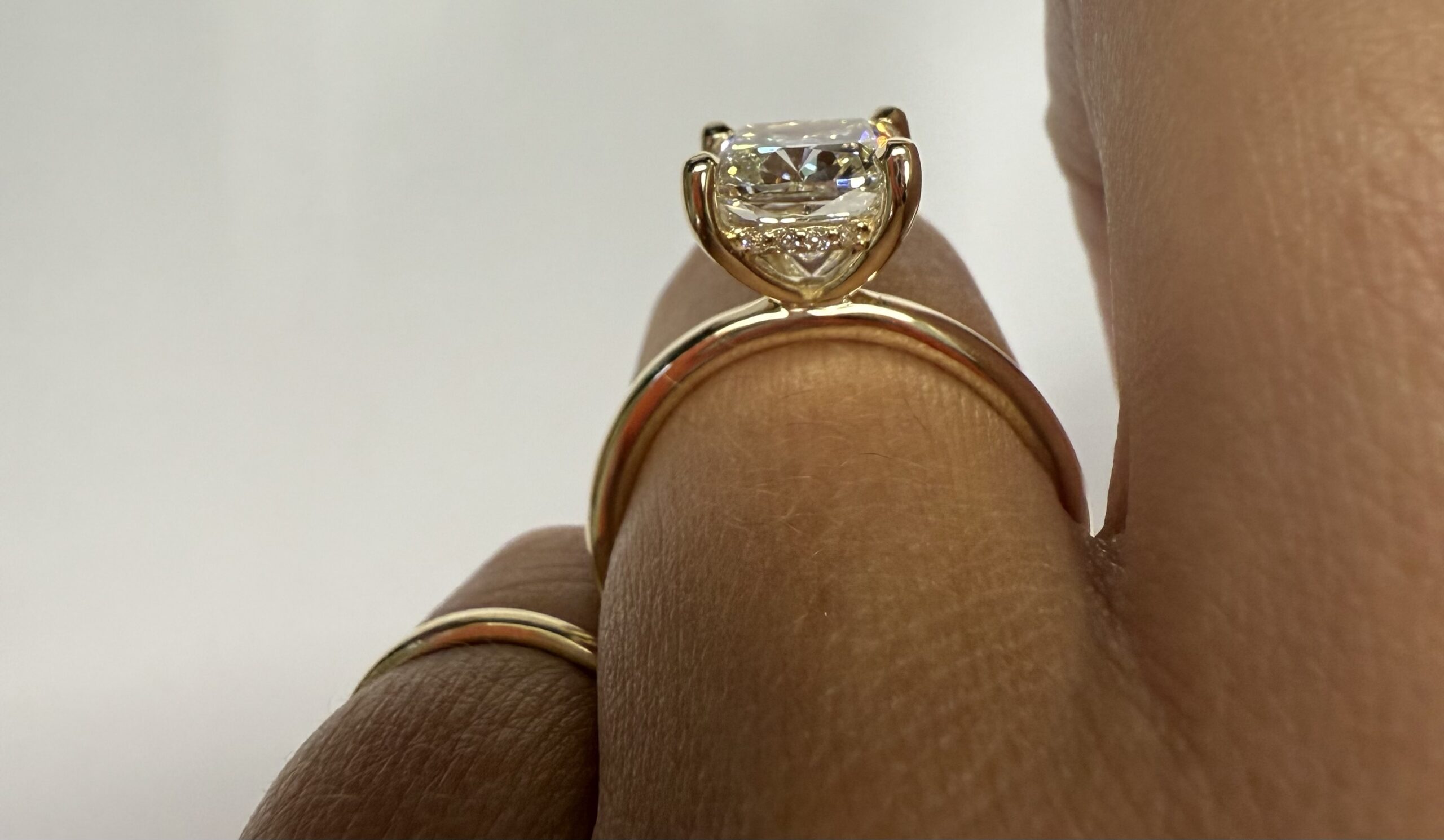 Custom Made 14k Yellow Gold Genuine Laboratory Grown 3.08 Cttw Cushion Brilliant Cut Diamond Solitaire With Hidden Halo - Image 30