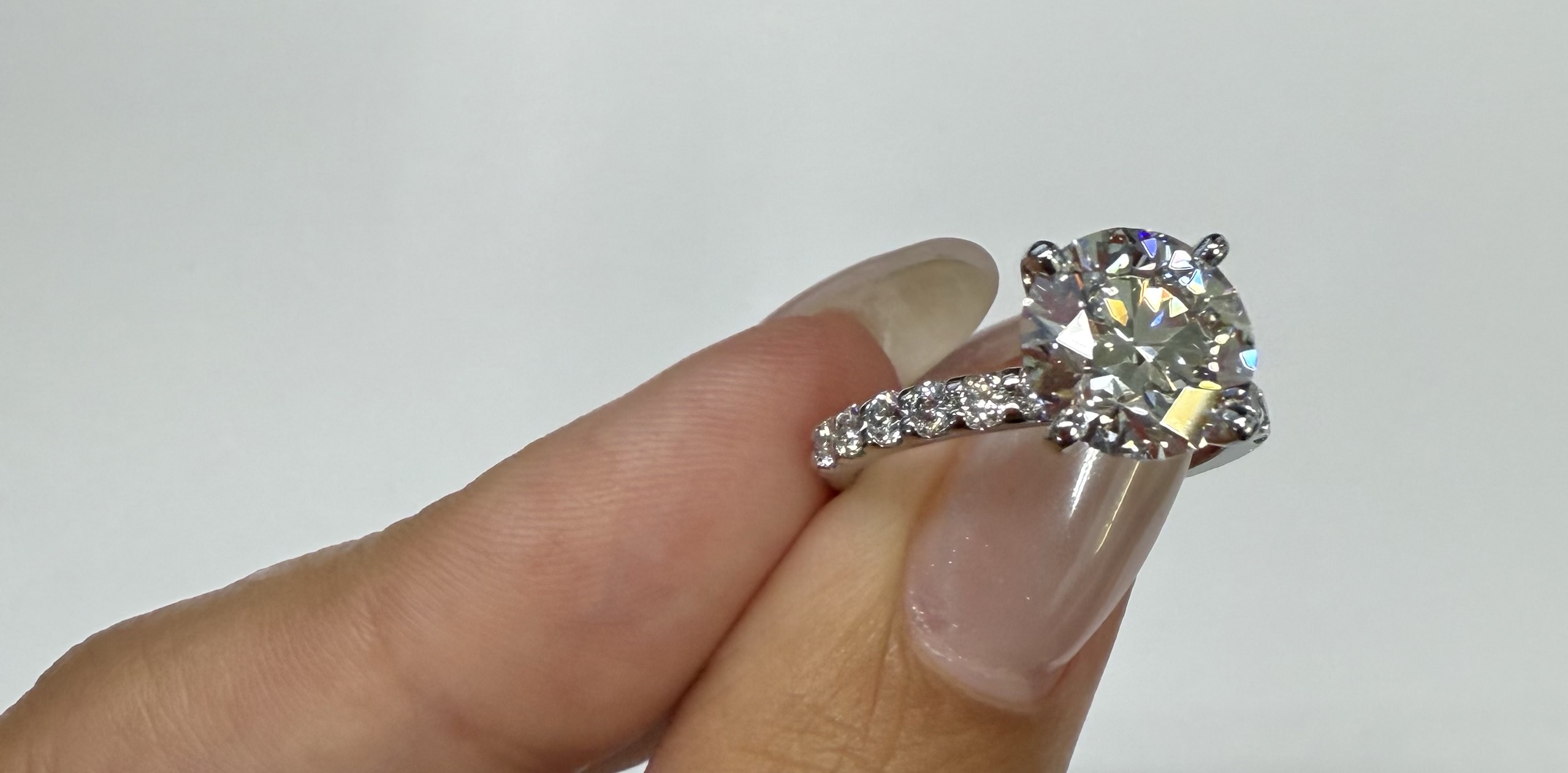 14k White Gold 3.02 Carat Lab Grown Round Brilliant Cut Diamond Solitaire - Image 20