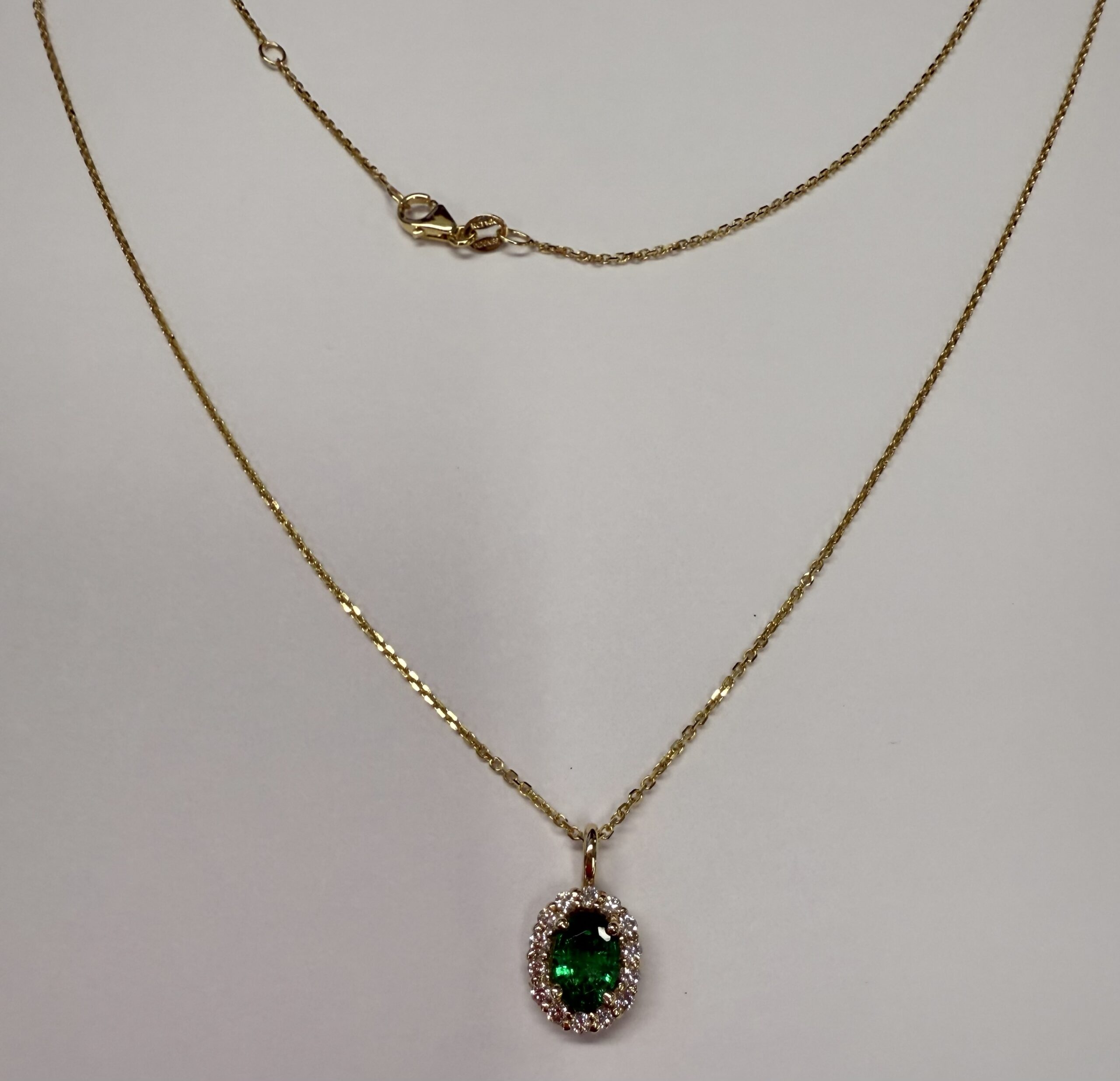 14k Yellow Gold Genuine .63 Cttw Emerald & .26 Cttw Diamond Halo Pendant - Image 8