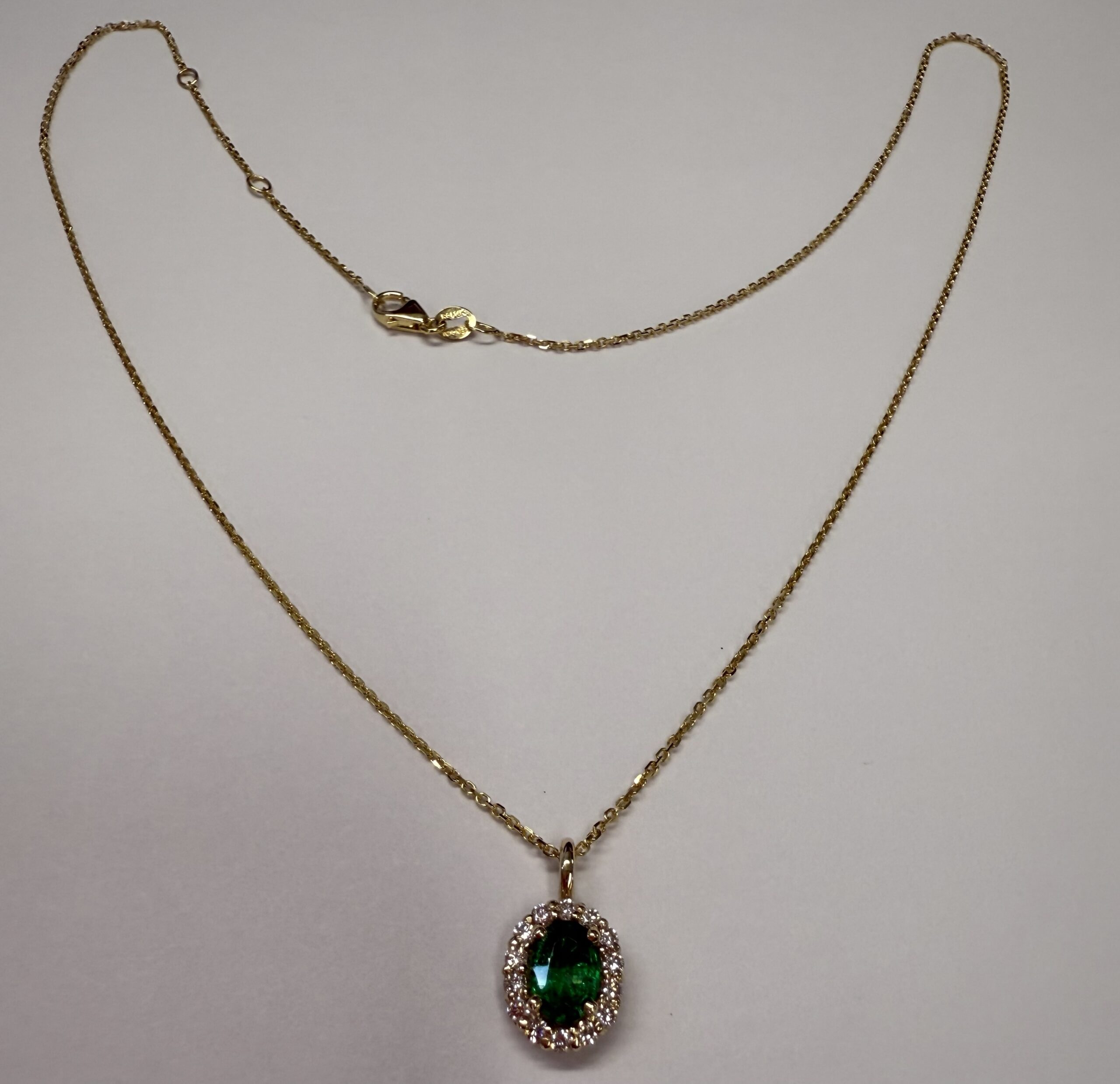 14k Yellow Gold Genuine .63 Cttw Emerald & .26 Cttw Diamond Halo Pendant - Image 14