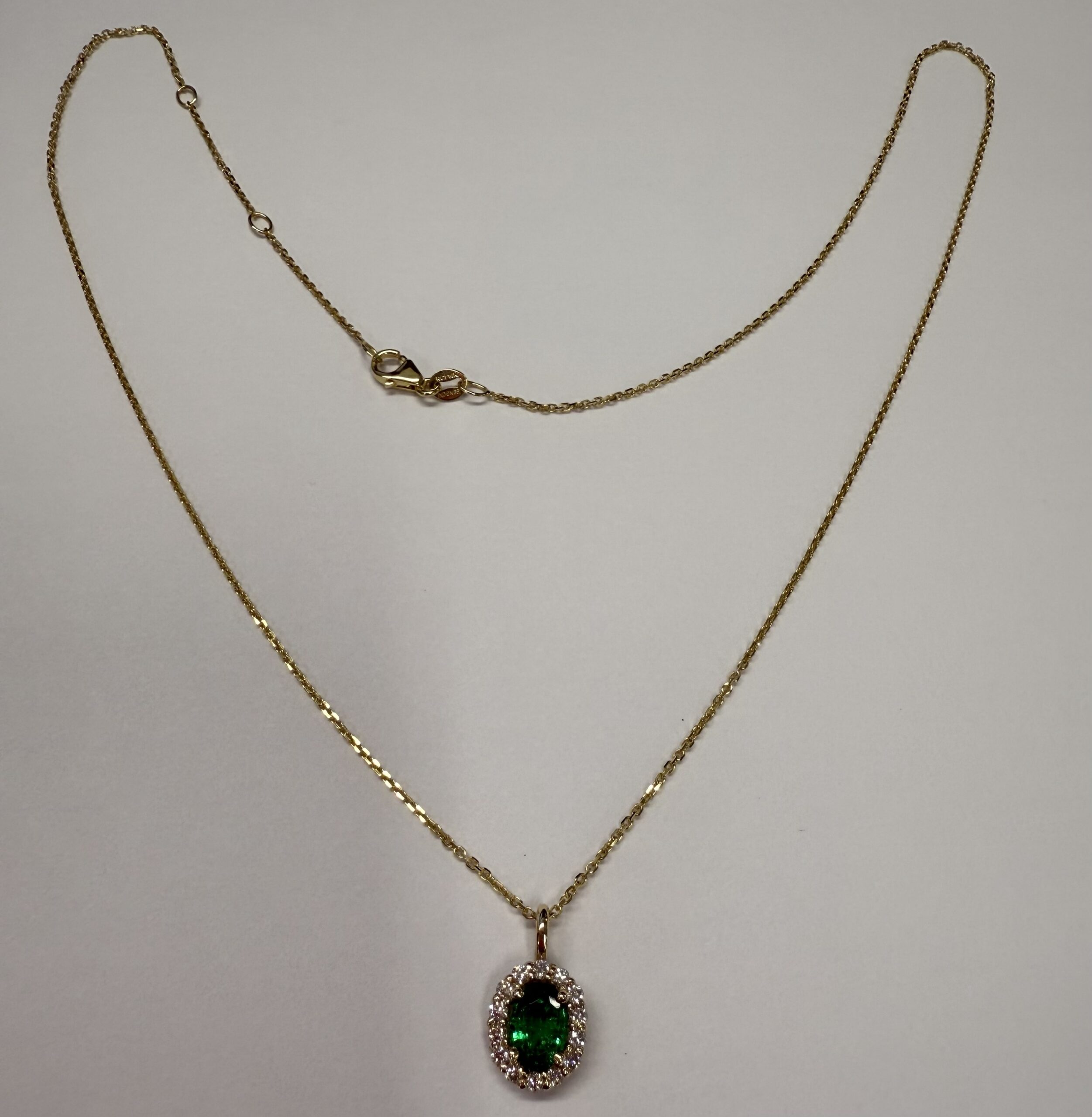 14k Yellow Gold Genuine .63 Cttw Emerald & .26 Cttw Diamond Halo Pendant - Image 16