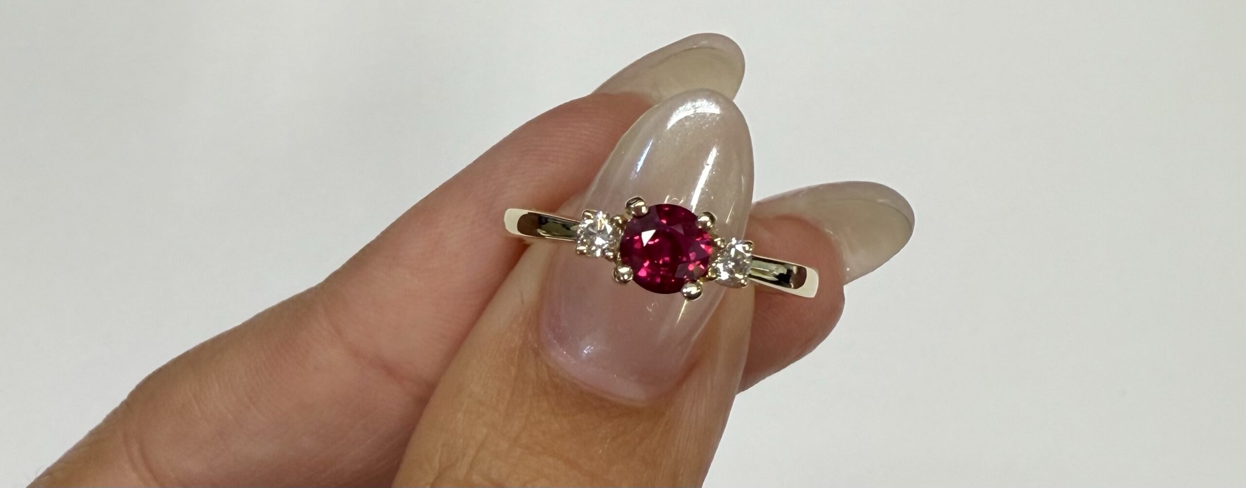 14k Yellow Gold Genuine 1/2 Cttw Ruby & Diamond 3 Stone Ring - Image 8