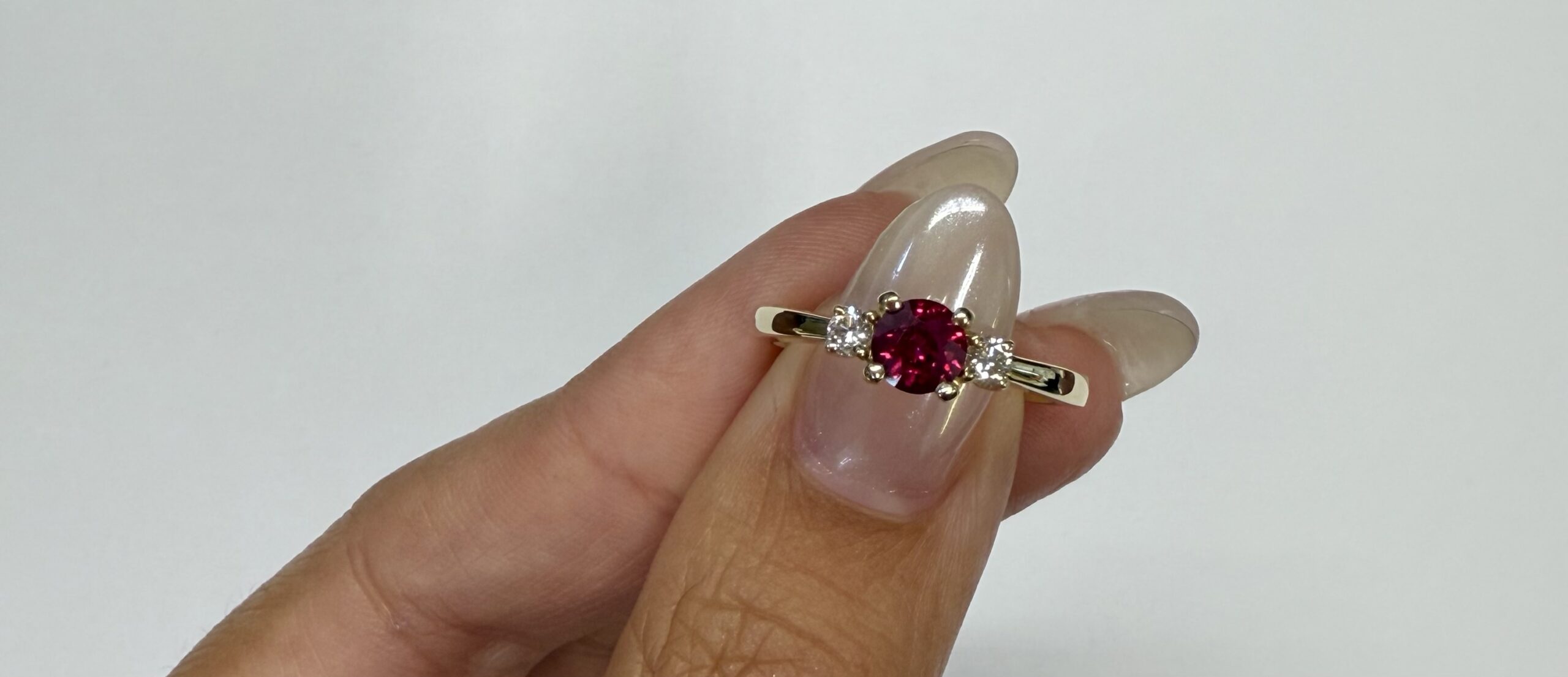 14k Yellow Gold Genuine 1/2 Cttw Ruby & Diamond 3 Stone Ring - Image 9