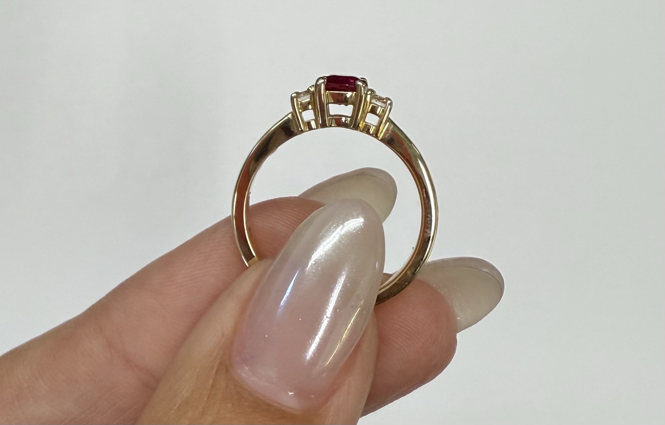 14k Yellow Gold Genuine 1/2 Cttw Ruby & Diamond 3 Stone Ring - Image 18