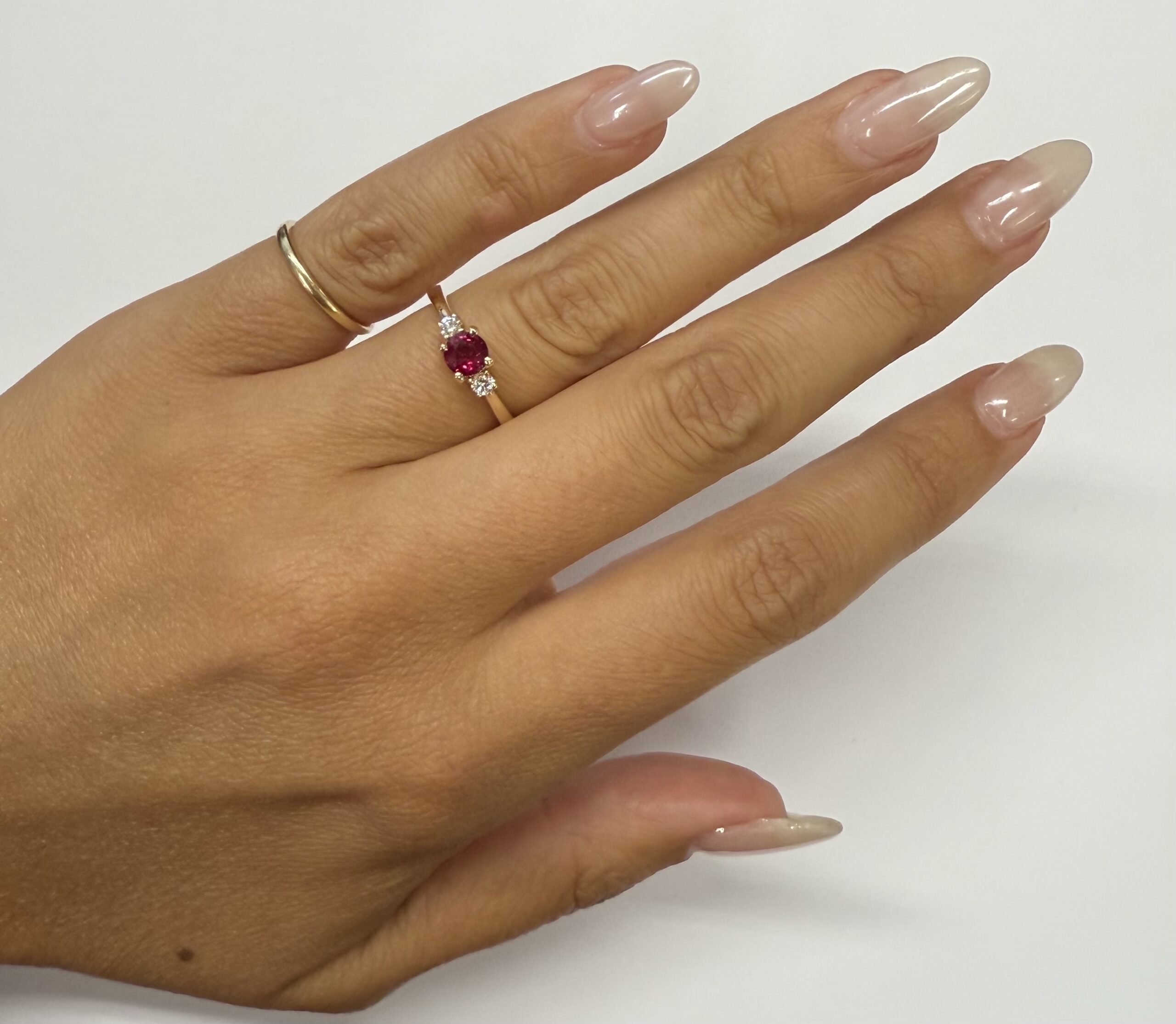 14k Yellow Gold Genuine 1/2 Cttw Ruby & Diamond 3 Stone Ring - Image 19