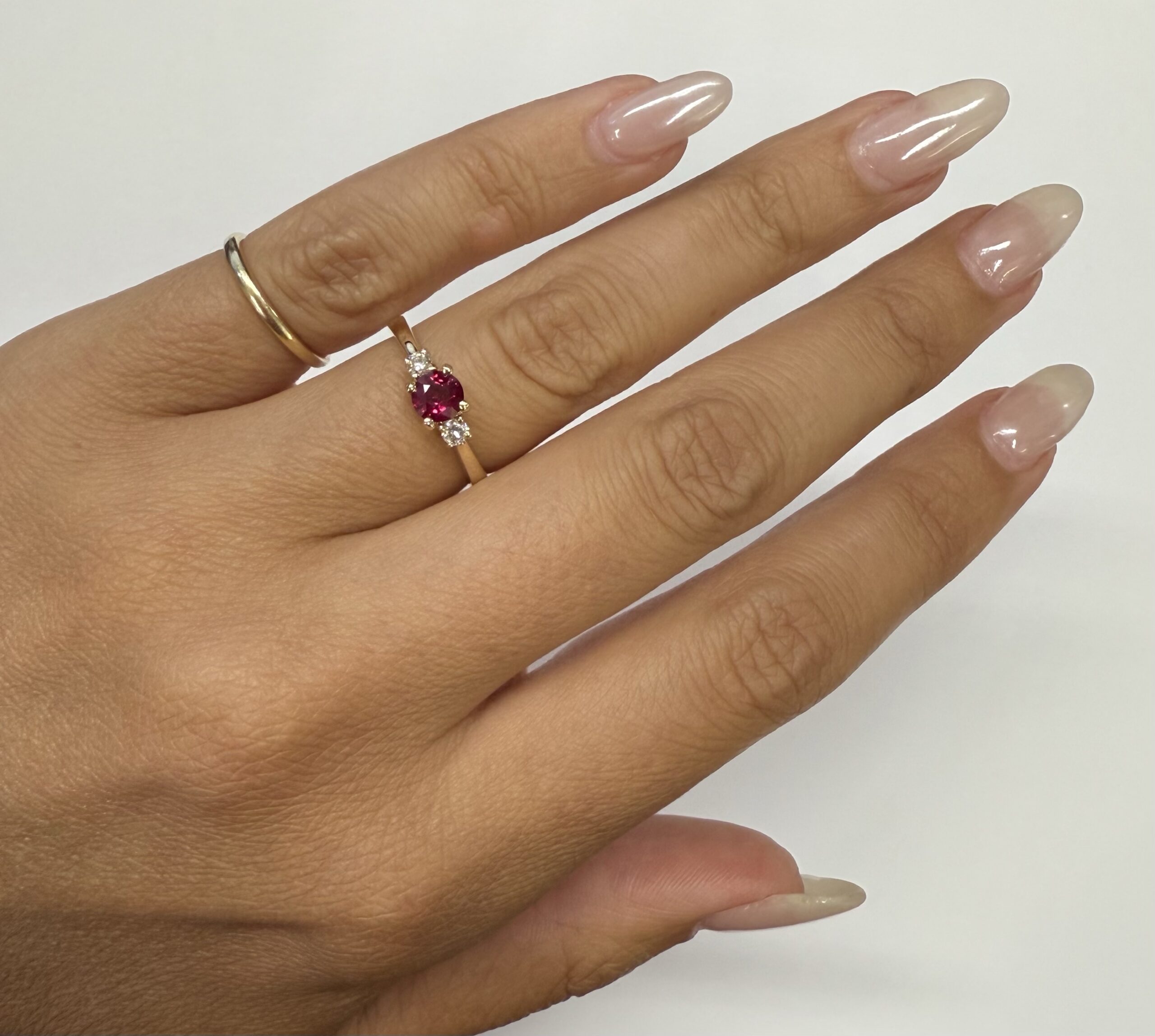 14k Yellow Gold Genuine 1/2 Cttw Ruby & Diamond 3 Stone Ring - Image 20